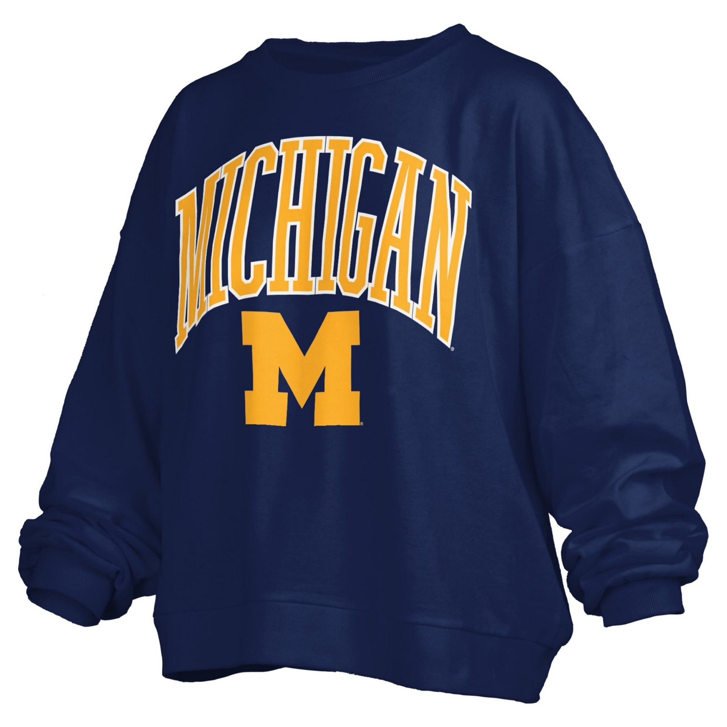 Pressbox Michigan Wolverines Janise Arch Over Logo Waist Length Oversized Pullover Sweatshirt - view number 2