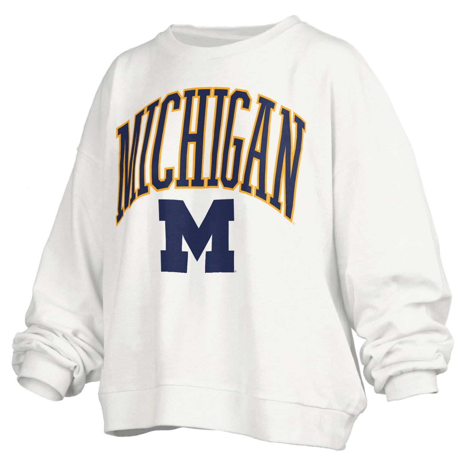 Pressbox Michigan Wolverines Janise Arch Over Logo Waist Length Oversized Pullover Sweatshirt - view number 2