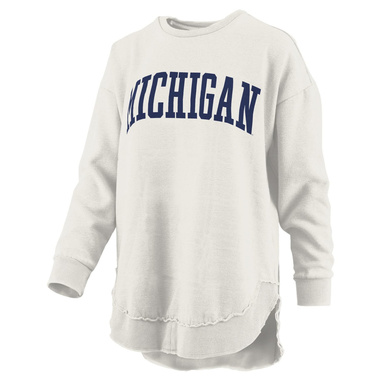Pressbox Michigan Wolverines Melange Poncho Vintage Fleece Long Sleeve Pullover Sweatshirt - view number 2