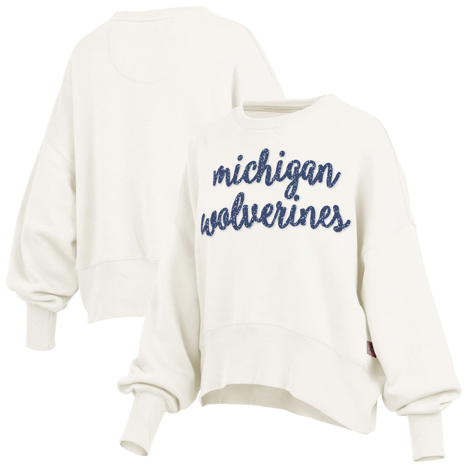 Pressbox Michigan Wolverines Oversized Chelsea Waist Length Pullover Sweatshirt