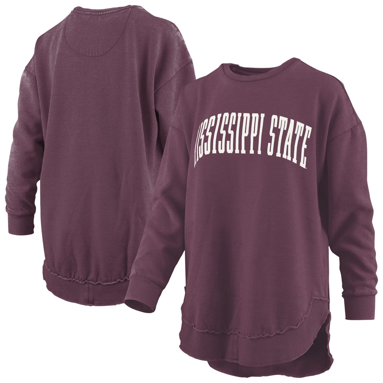 Pressbox Mississippi State Bulldogs Melange Poncho Vintage Fleece Long Sleeve Pullover Sweatshirt