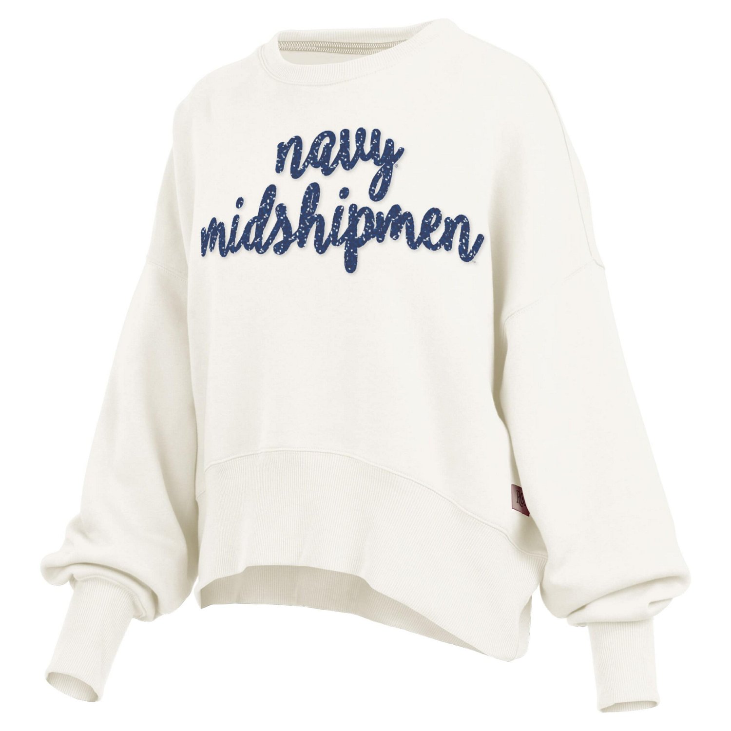 Pressbox Navy Midshipmen Oversized Chelsea Waist Length Pullover Sweatshirt - view number 2