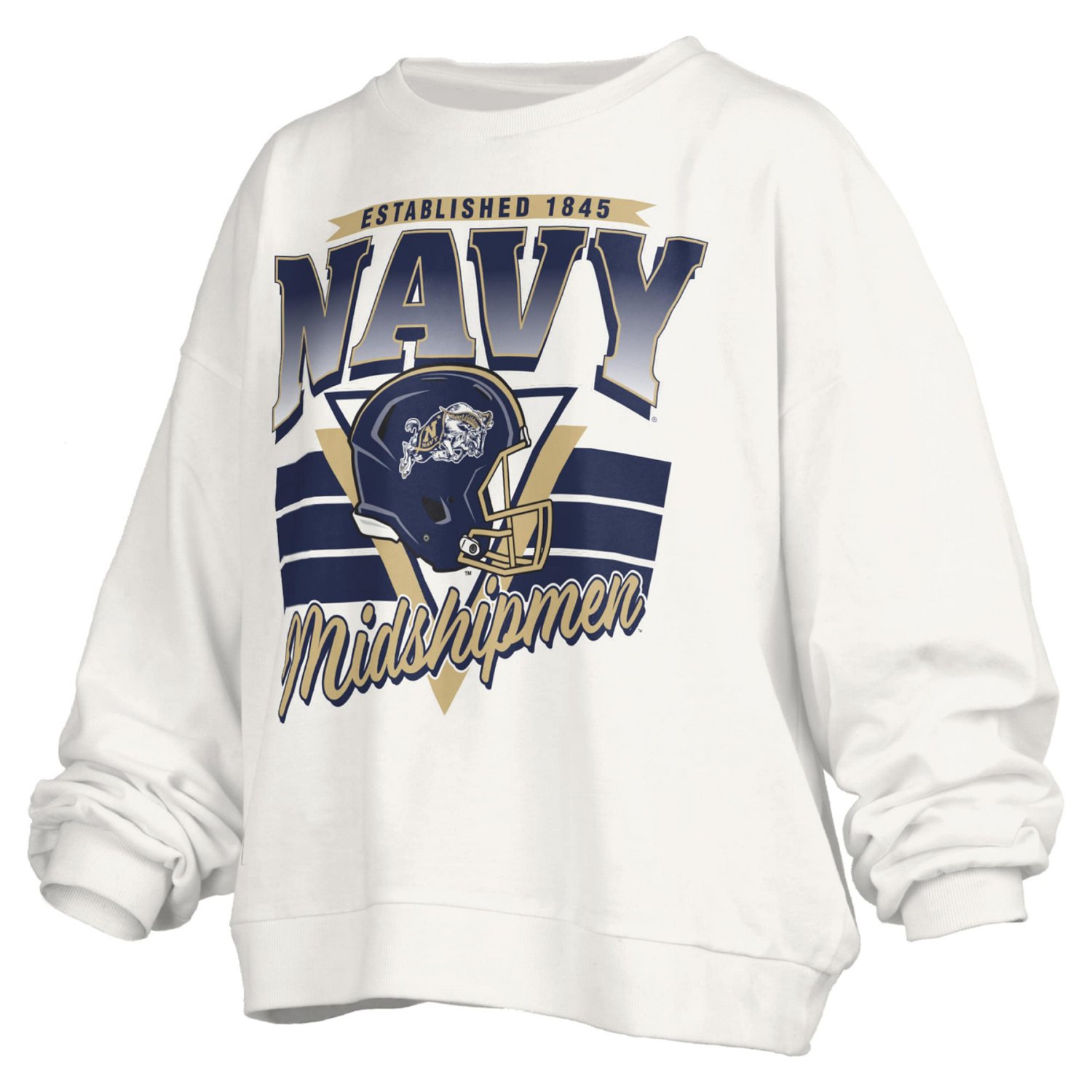 Pressbox Navy Midshipmen Oversized Janice Retro Waist-Length Pullover Sweatshirt - view number 2