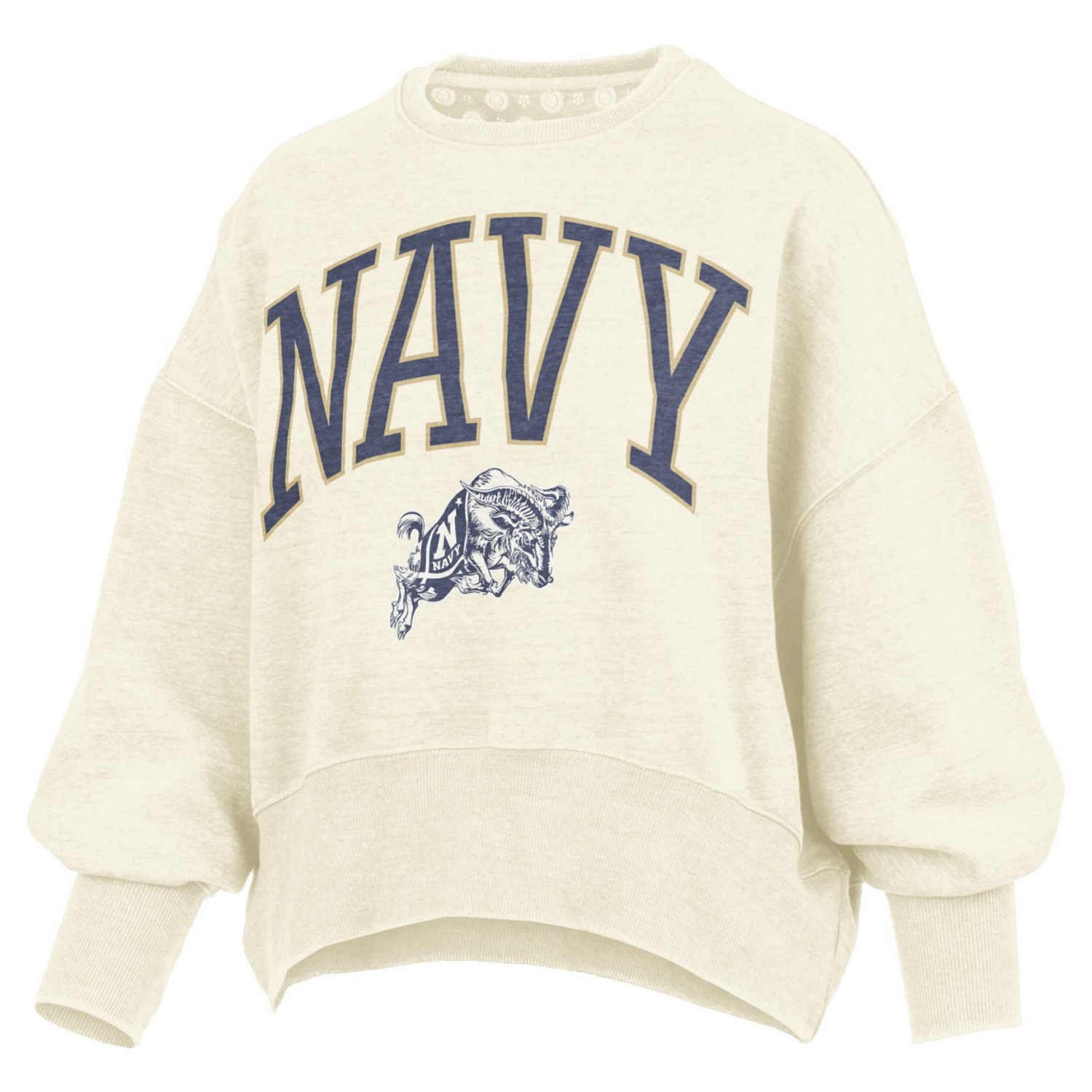 Pressbox Navy Midshipmen Oversized Waist-Length Crewneck Sweatshirt - view number 2