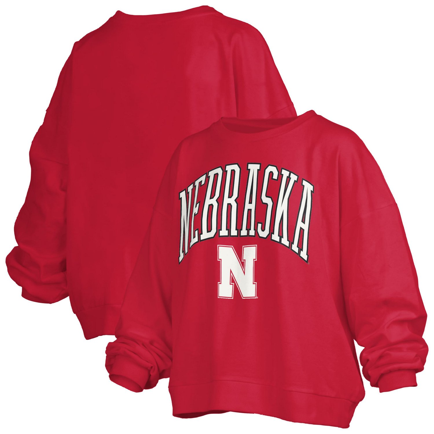 Pressbox Nebraska Huskers Janise Arch Over Logo Waist Length Oversized Pullover Sweatshirt - view number 1