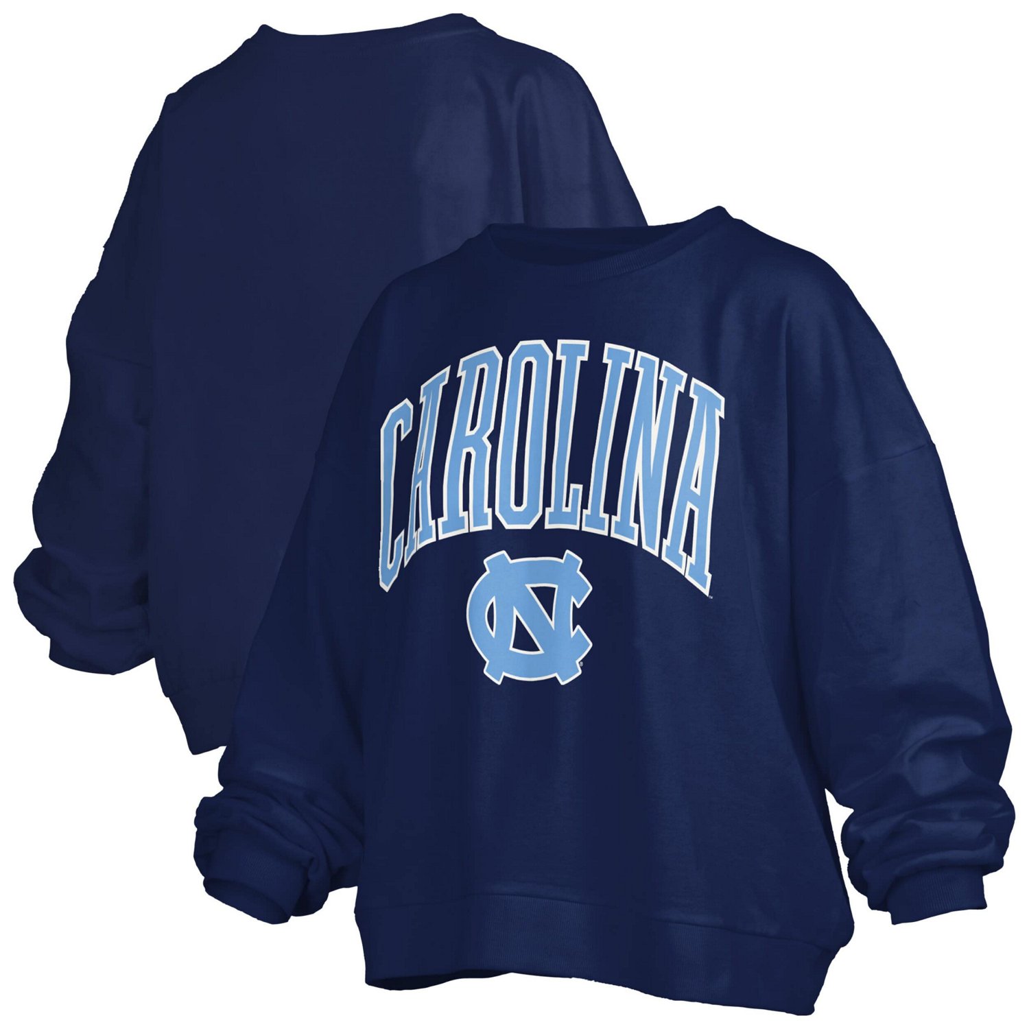 Pressbox North Carolina Tar Heels Janise Arch Over Logo Waist Length Oversized Pullover Sweatshirt