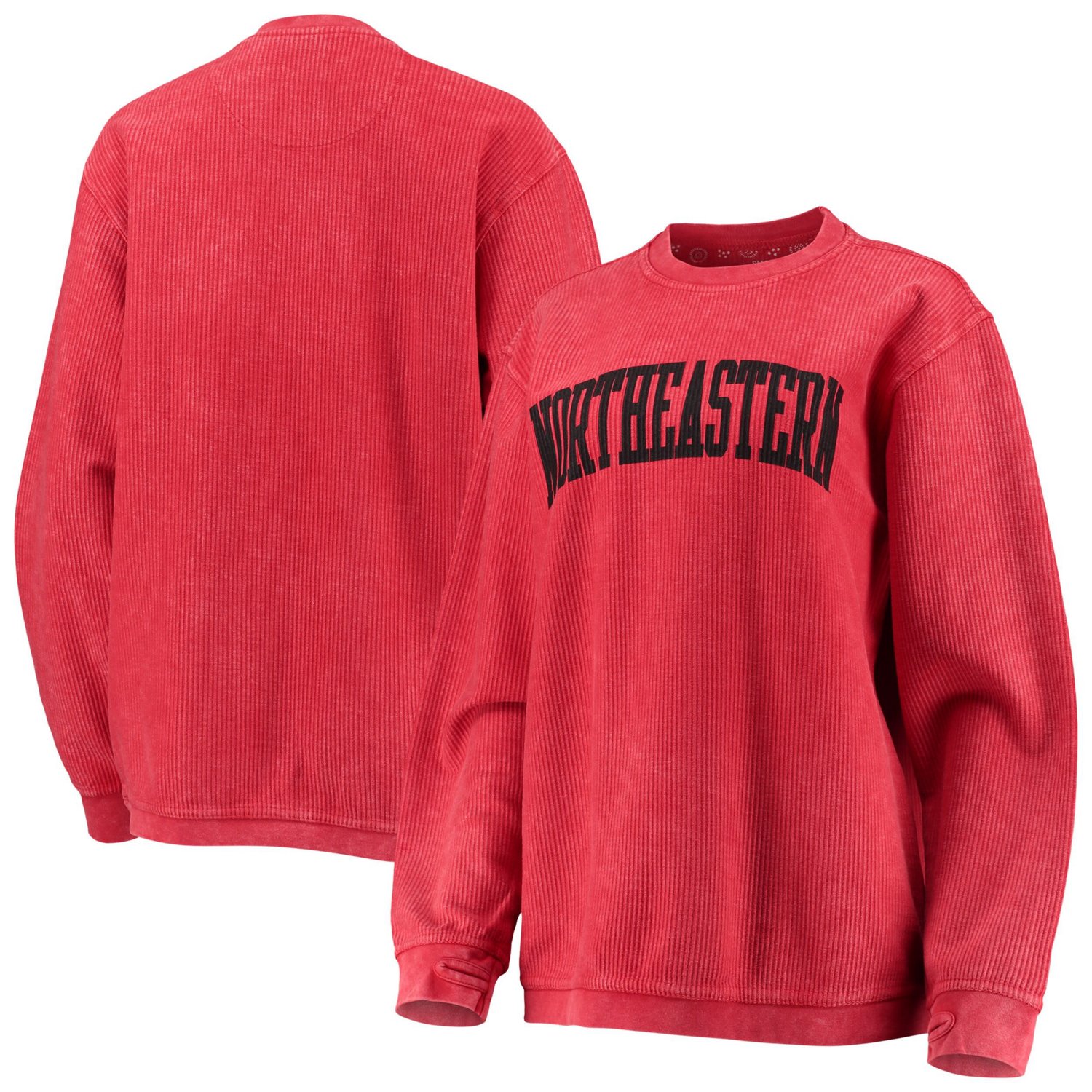 Pressbox Northeastern Huskies Comfy Cord Vintage Wash Basic Arch Pullover Sweatshirt - view number 1