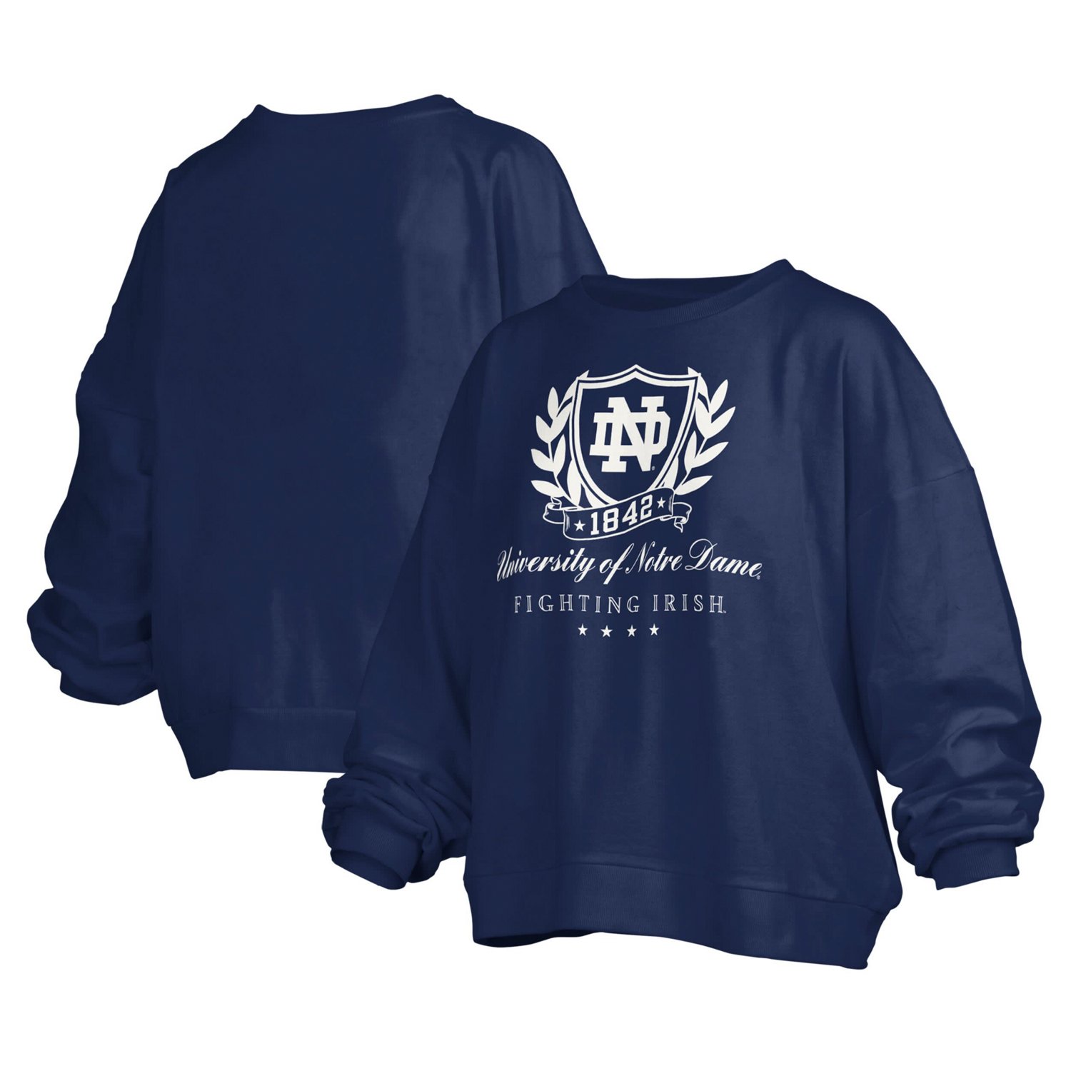 Pressbox Notre Dame Fighting Irish Big Aug Script Janice Oversized Pullover Sweatshirt - view number 1
