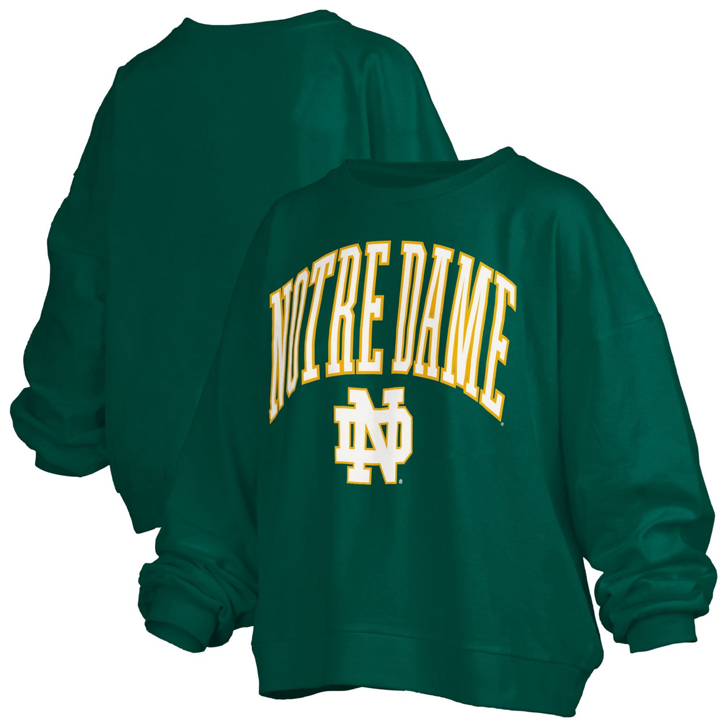 Pressbox Notre Dame Fighting Irish Janise Arch Over Logo Waist Length Oversized Pullover Sweatshirt - view number 1