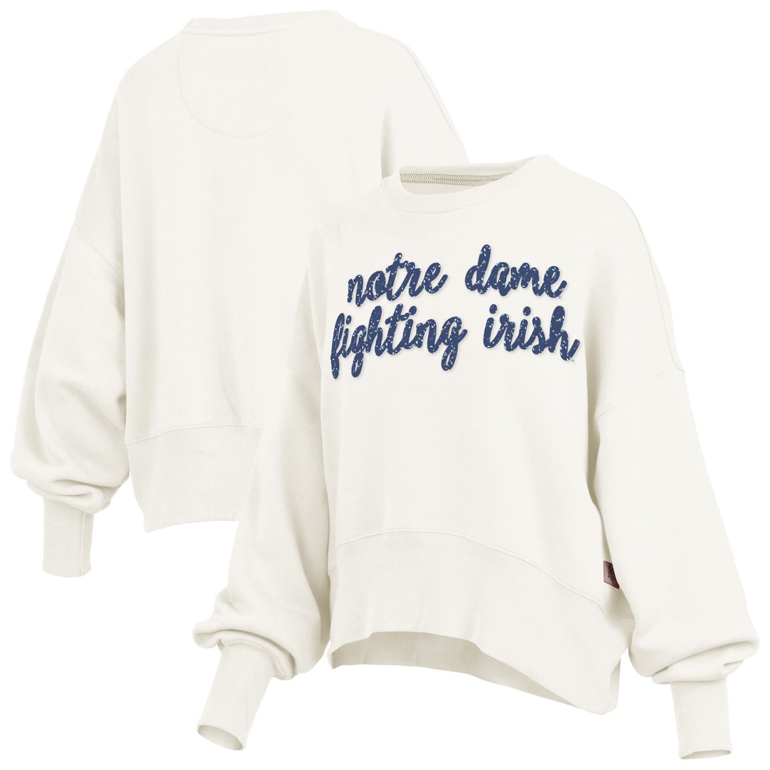 Pressbox Notre Dame Fighting Irish Oversized Chelsea Waist Length Pullover Sweatshirt