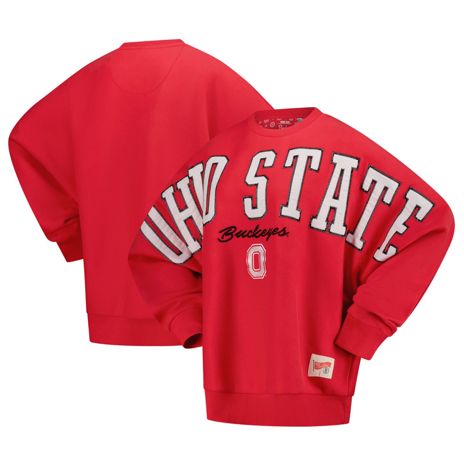 Pressbox Ohio State Buckeyes Flannigan Oversized Dolman Pullover Sweatshirt