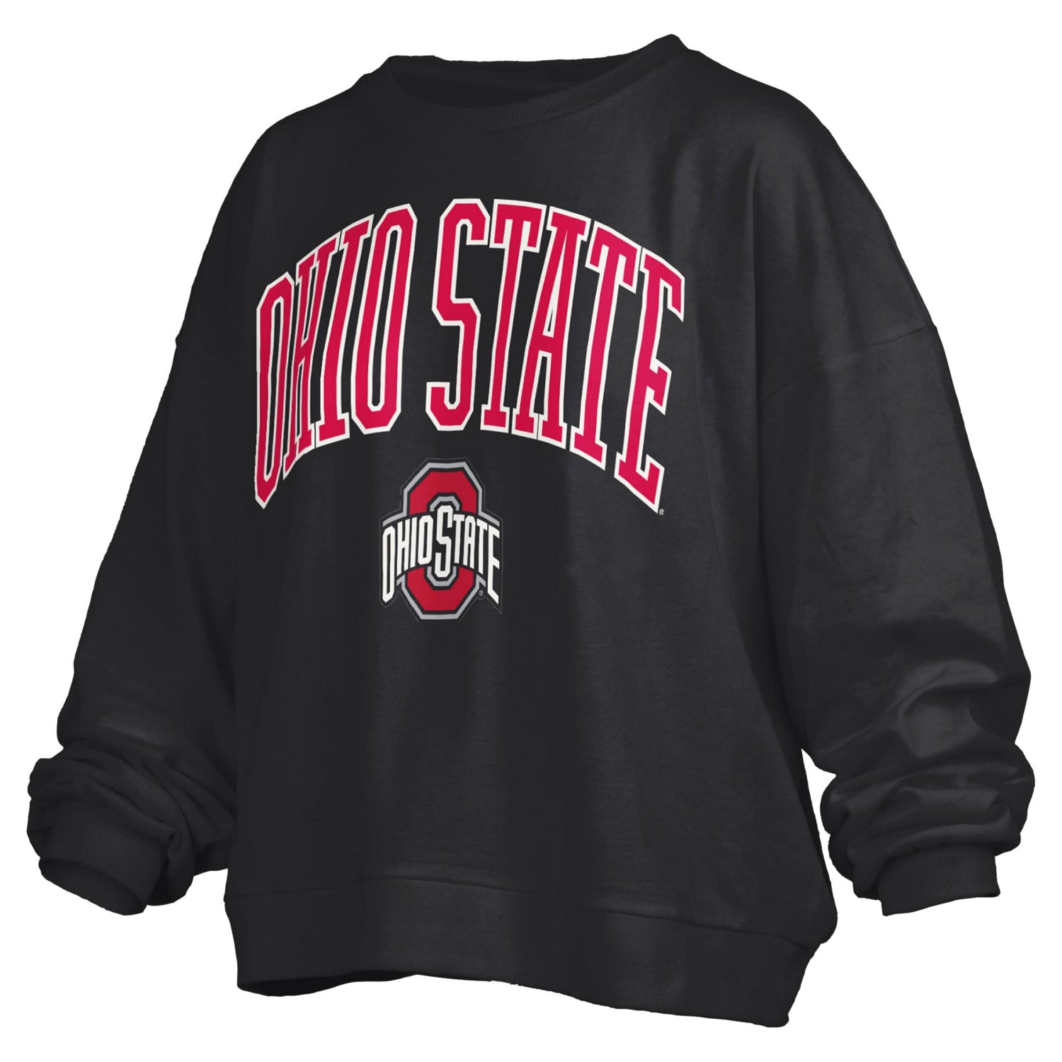 Pressbox Ohio State Buckeyes Janise Arch Over Logo Waist Length Oversized Pullover Sweatshirt - view number 2
