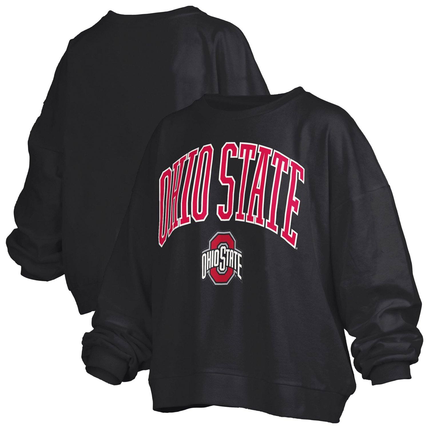 Pressbox Ohio State Buckeyes Janise Arch Over Logo Waist Length Oversized Pullover Sweatshirt - view number 1