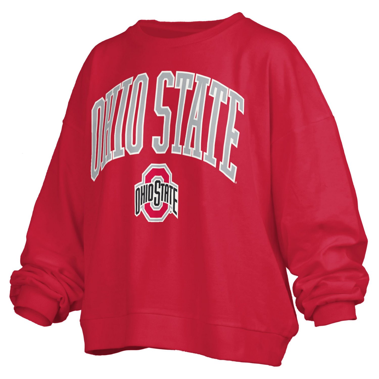 Pressbox Ohio State Buckeyes Janise Arch Over Logo Waist Length Oversized Pullover Sweatshirt - view number 2