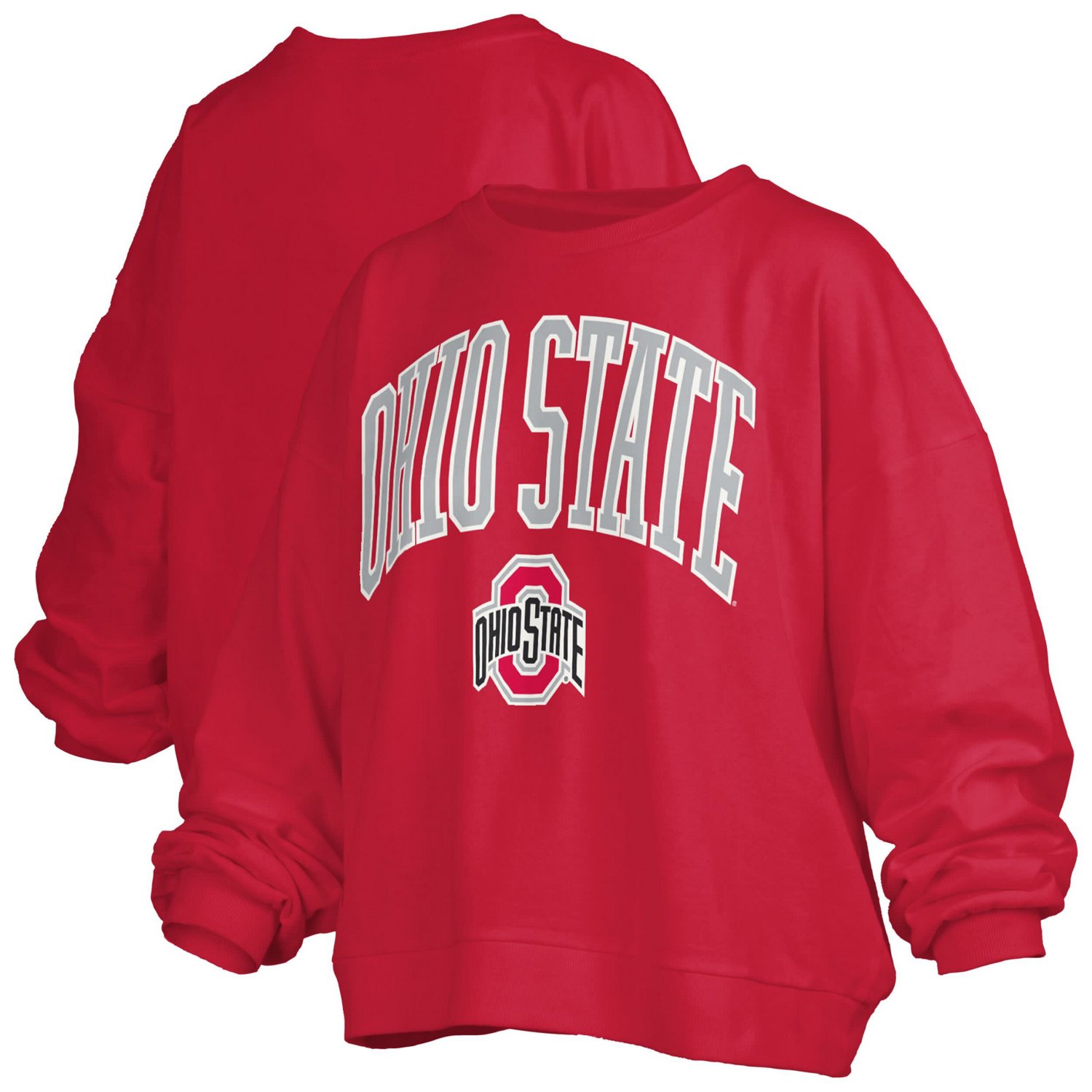 Pressbox Ohio State Buckeyes Janise Arch Over Logo Waist Length Oversized Pullover Sweatshirt - view number 1