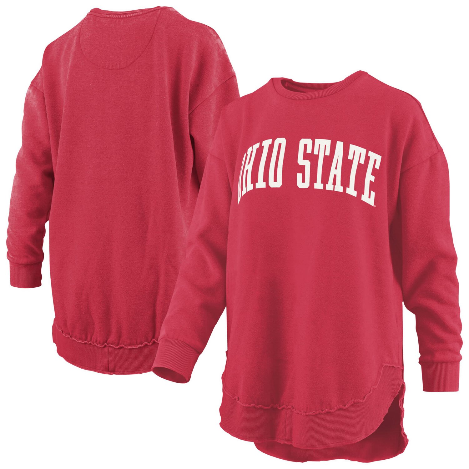 Pressbox Ohio State Buckeyes Melange Poncho Vintage Fleece Long Sleeve Pullover Sweatshirt - view number 1