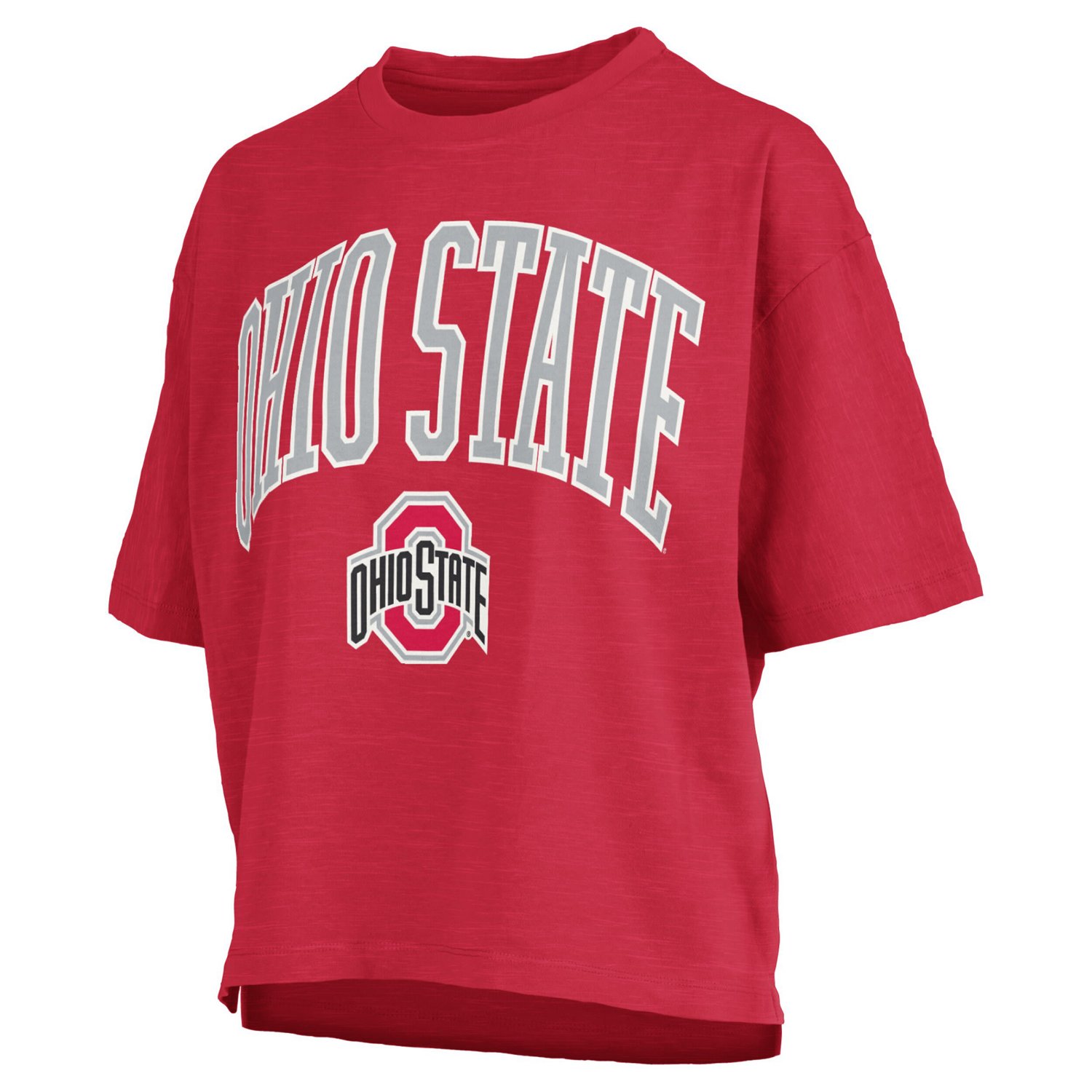 Pressbox Ohio State Buckeyes Nelson Arch Over Logo Waist Length Oversized Slub T-Shirt - view number 2