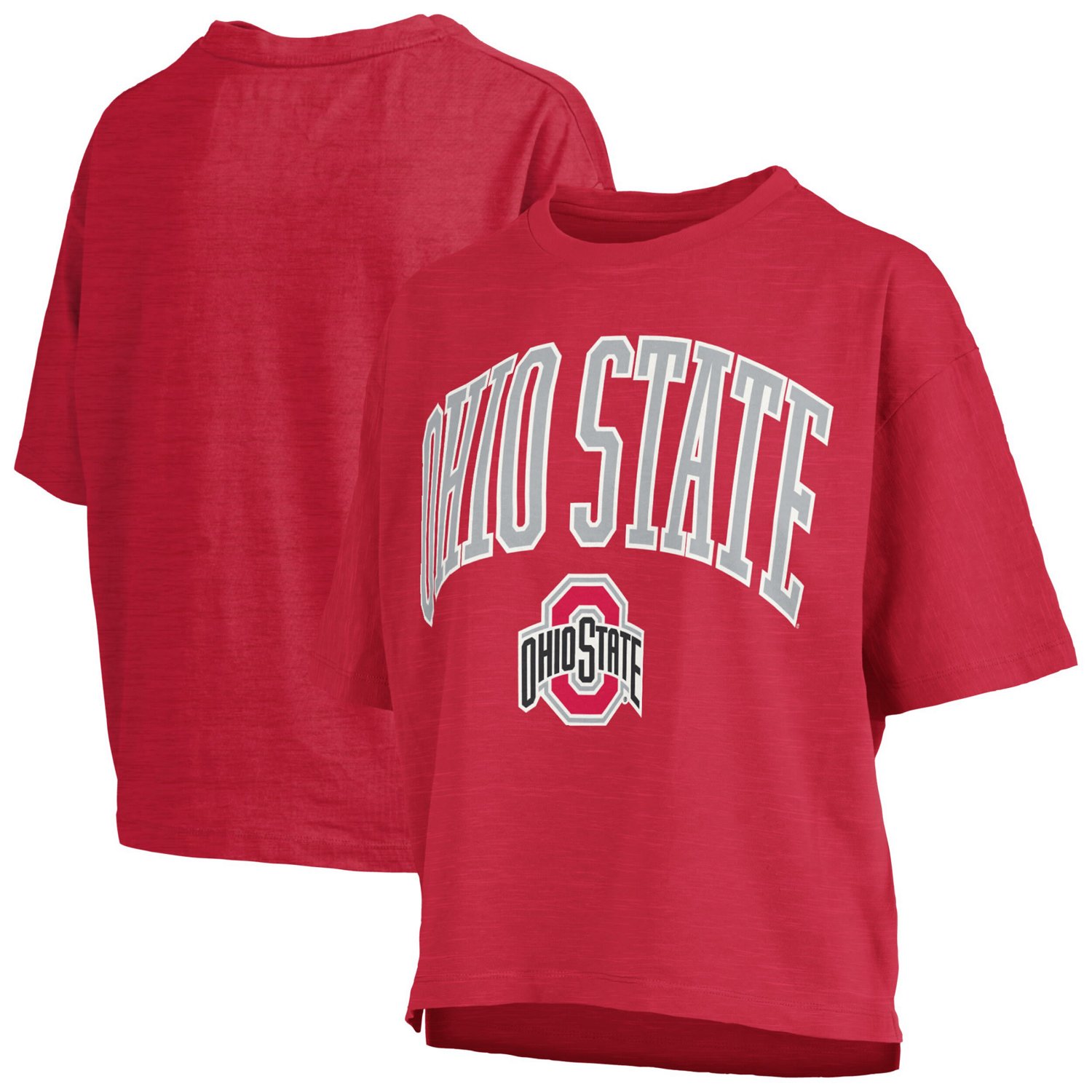 Pressbox Ohio State Buckeyes Nelson Arch Over Logo Waist Length Oversized Slub T-Shirt