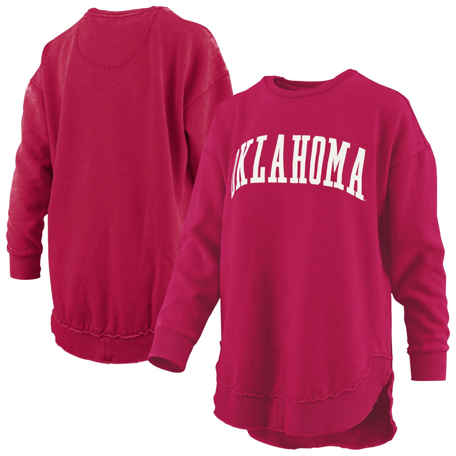 Pressbox Oklahoma Sooners Melange Poncho Vintage Fleece Long Sleeve Pullover Sweatshirt