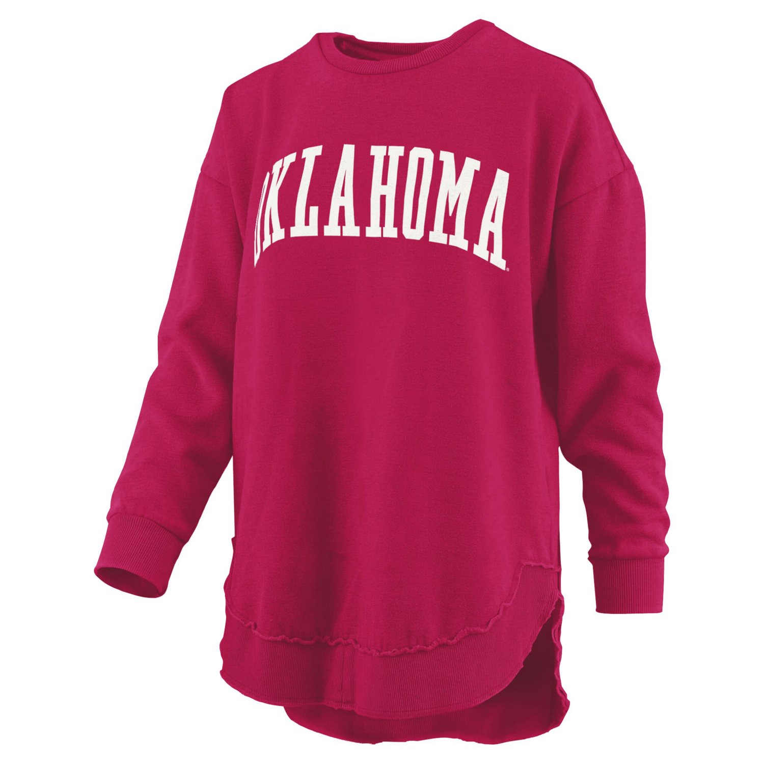 Pressbox Oklahoma Sooners Melange Poncho Vintage Fleece Long Sleeve Pullover Sweatshirt - view number 2