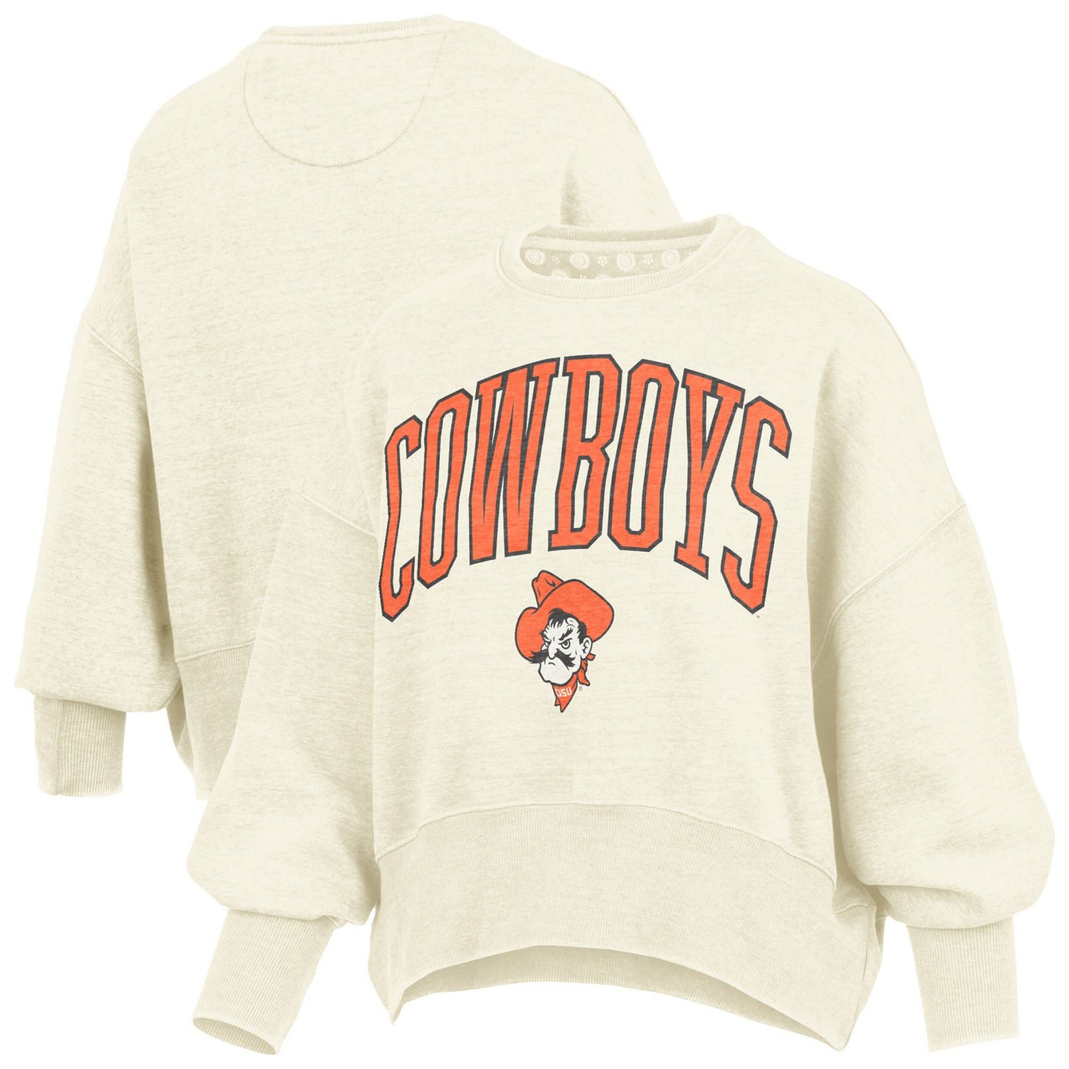 Pressbox Oklahoma State Cowboys Oversized Waist-Length Crewneck Sweatshirt - view number 1