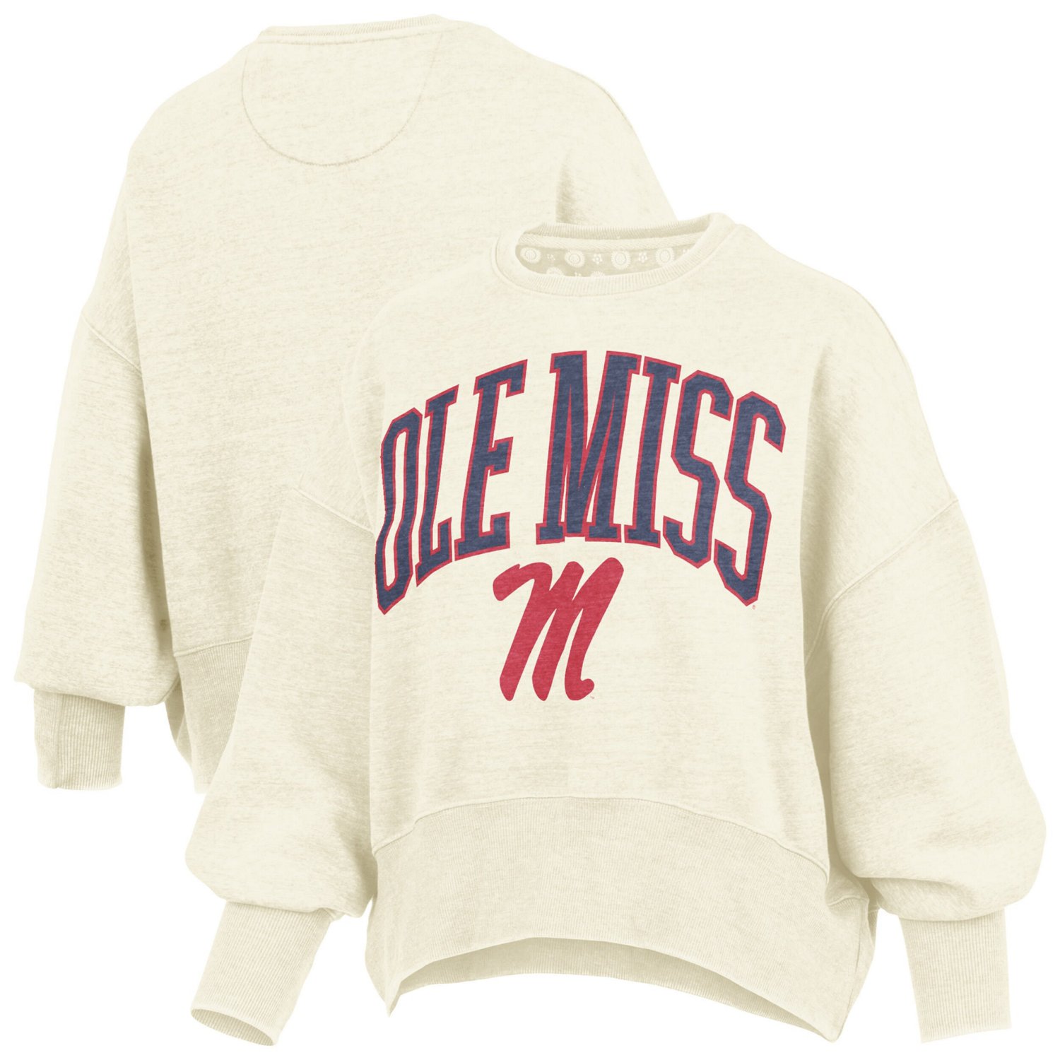 Pressbox Ole Miss Rebels Oversized Waist-Length Crewneck Sweatshirt