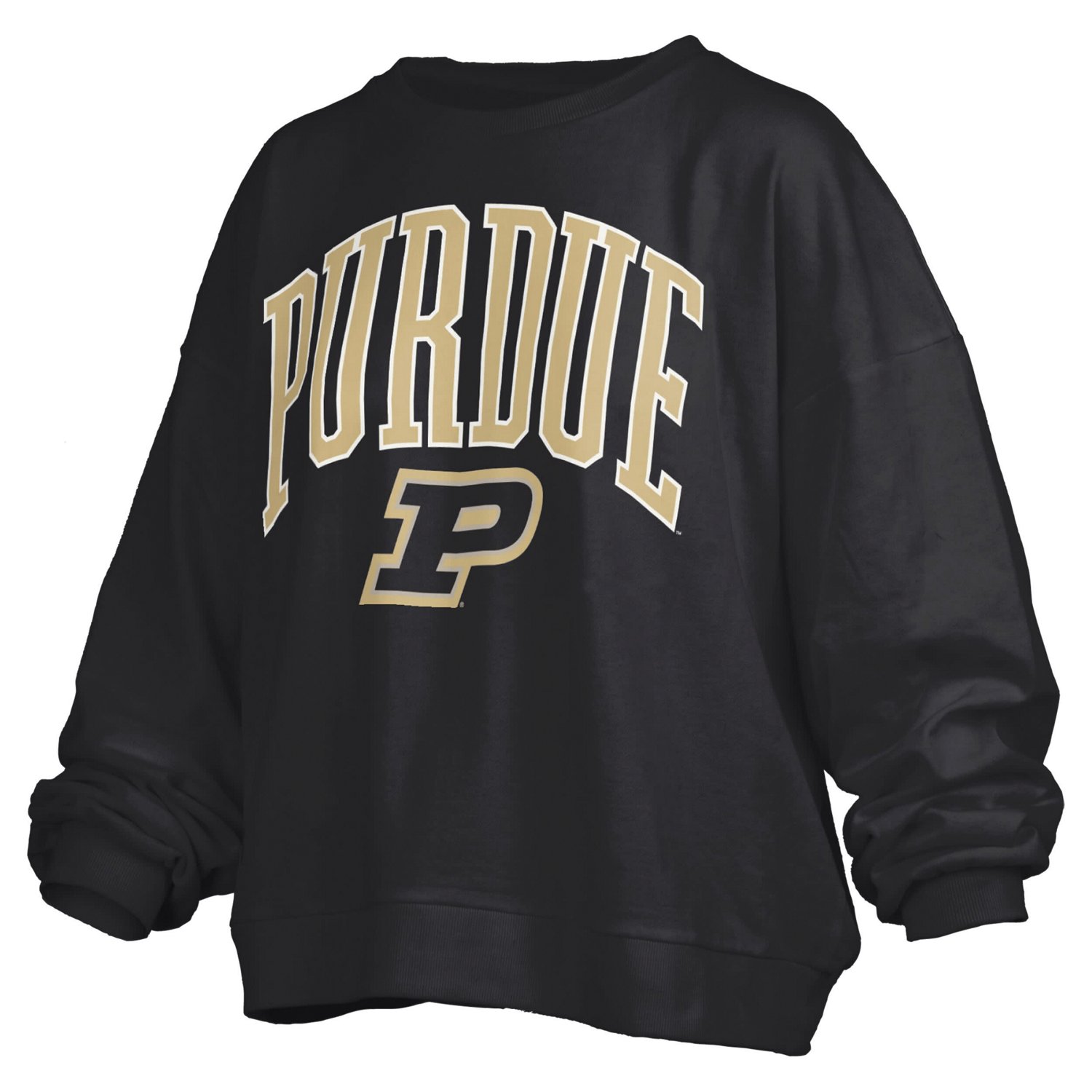 Pressbox Purdue Boilermakers Janise Arch Over Logo Waist Length Oversized Pullover Sweatshirt - view number 2
