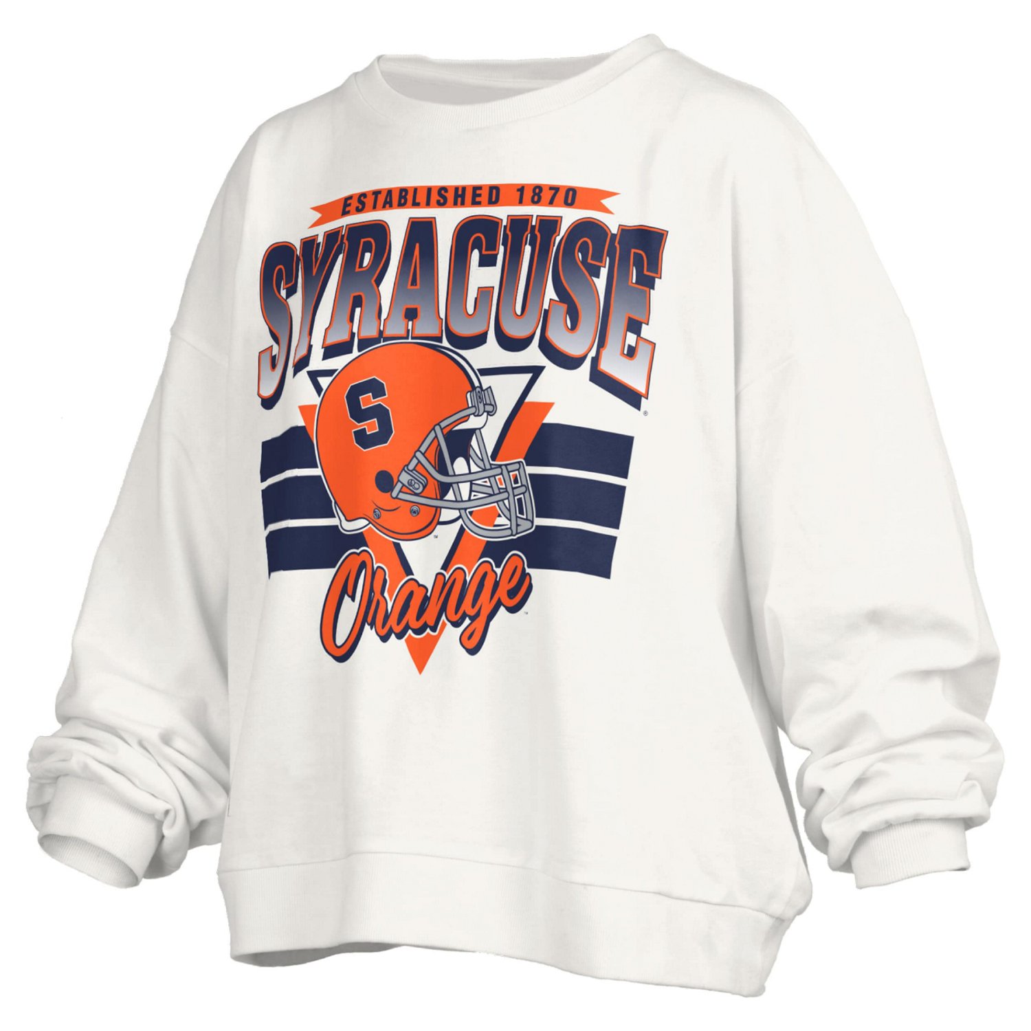 Pressbox Syracuse Orange Oversized Janice Retro Waist-Length Pullover Sweatshirt - view number 2