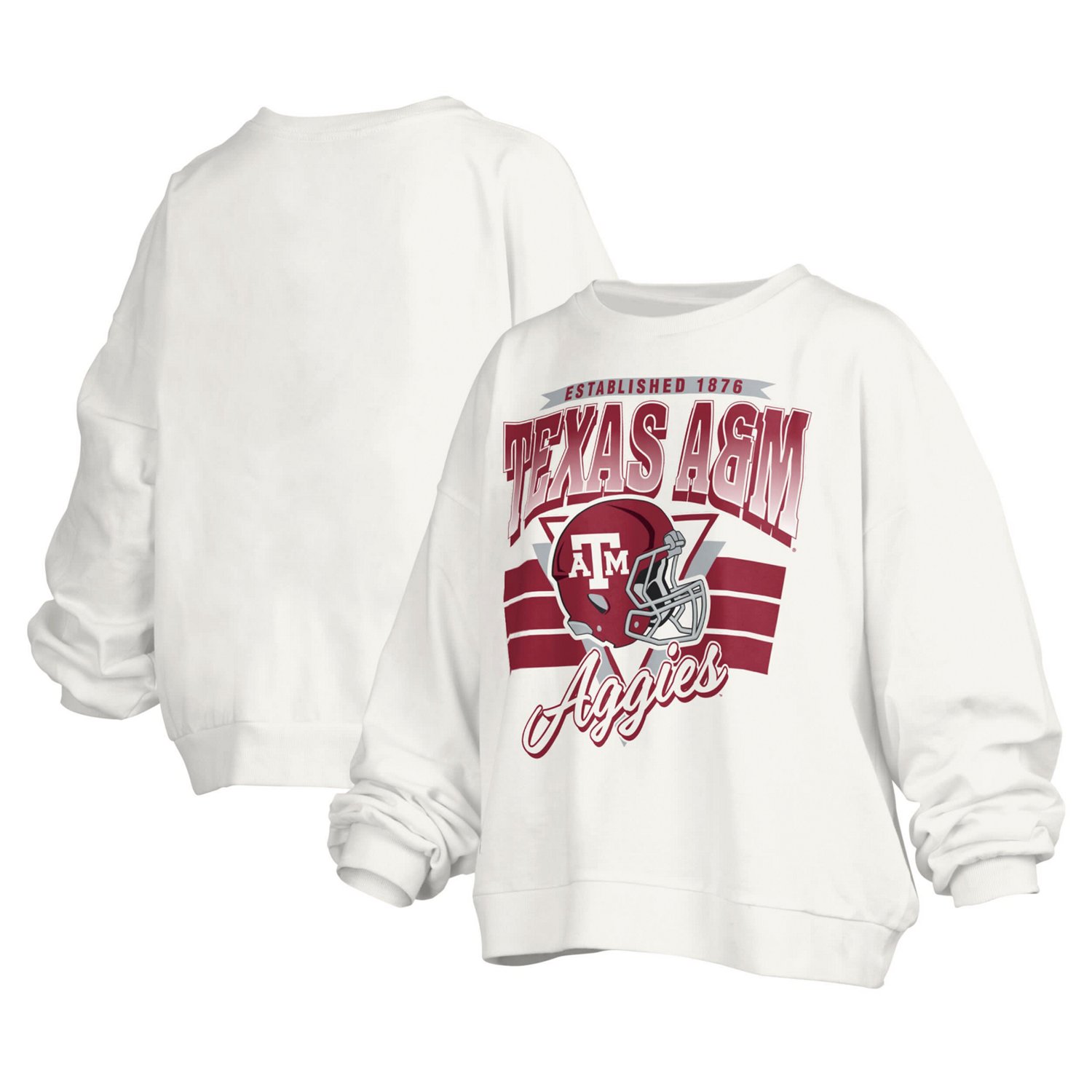 Pressbox Texas AM Aggies Janice Retro Logo Oversized Pullover Sweatshirt