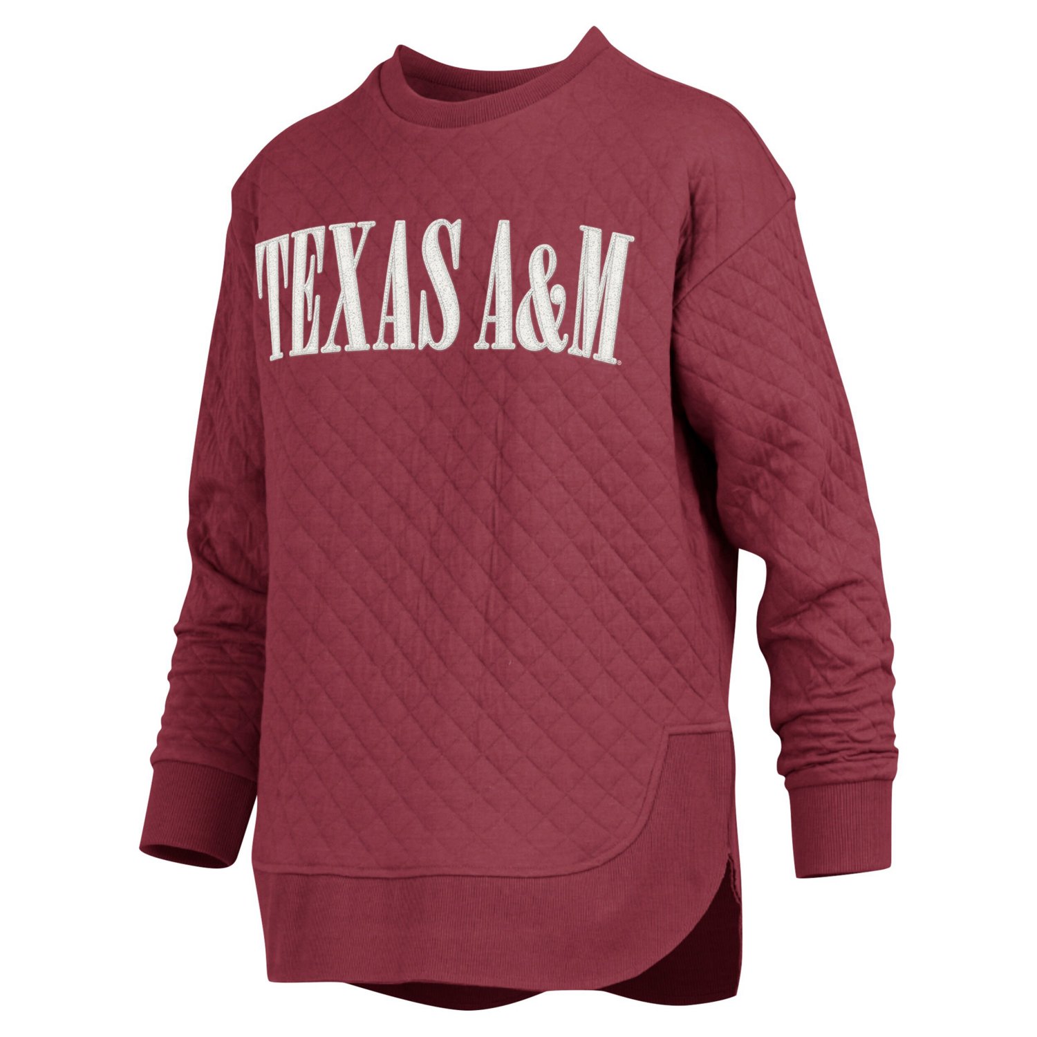 Pressbox Texas AM Aggies Quilted Long Sleeve Pullover Sweatshirt