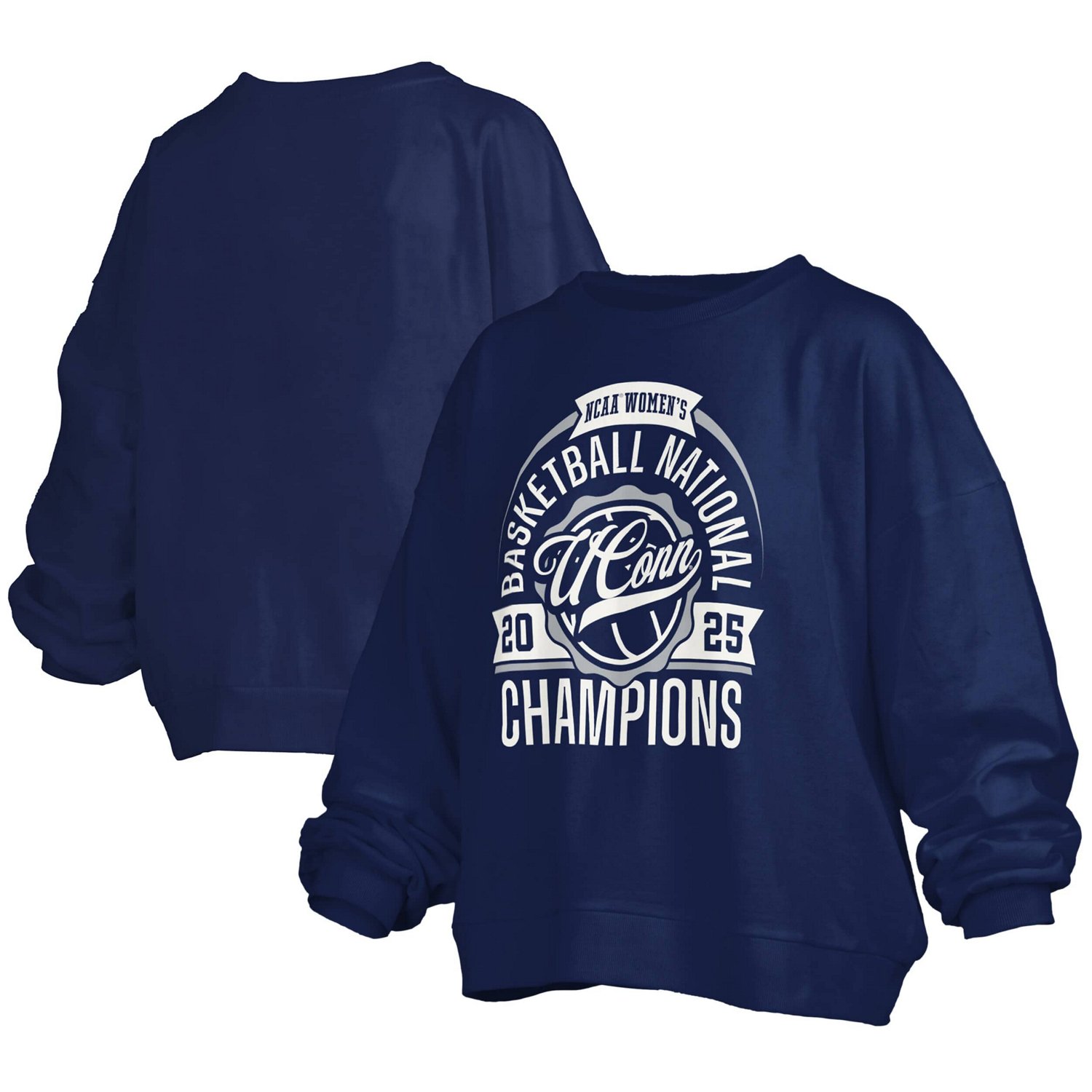 Pressbox UConn Huskies 2025 NCAA Basketball National Champions Janice Oversized Fleece Pullover Sweatshirt