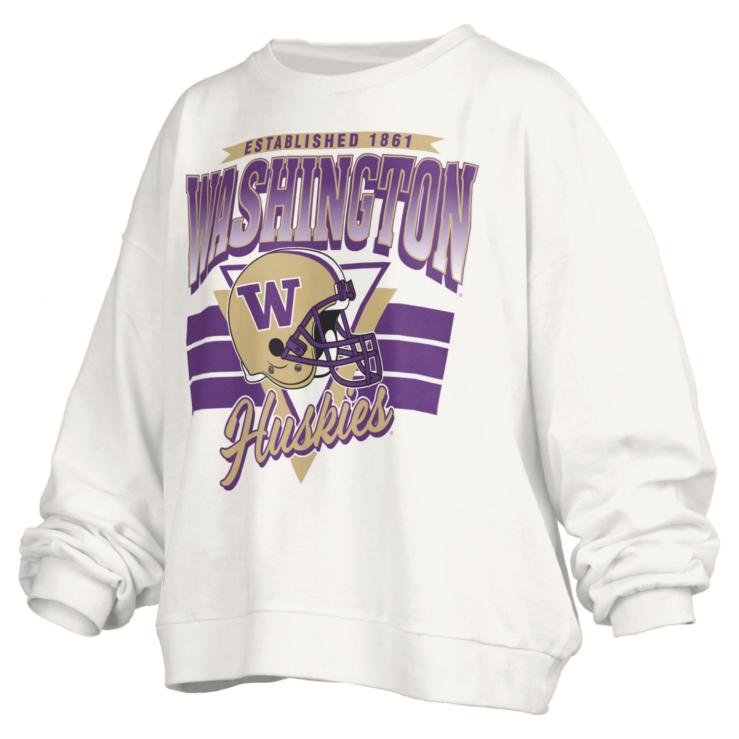 Pressbox Washington Huskies Oversized Janice Retro Waist-Length Pullover Sweatshirt - view number 2