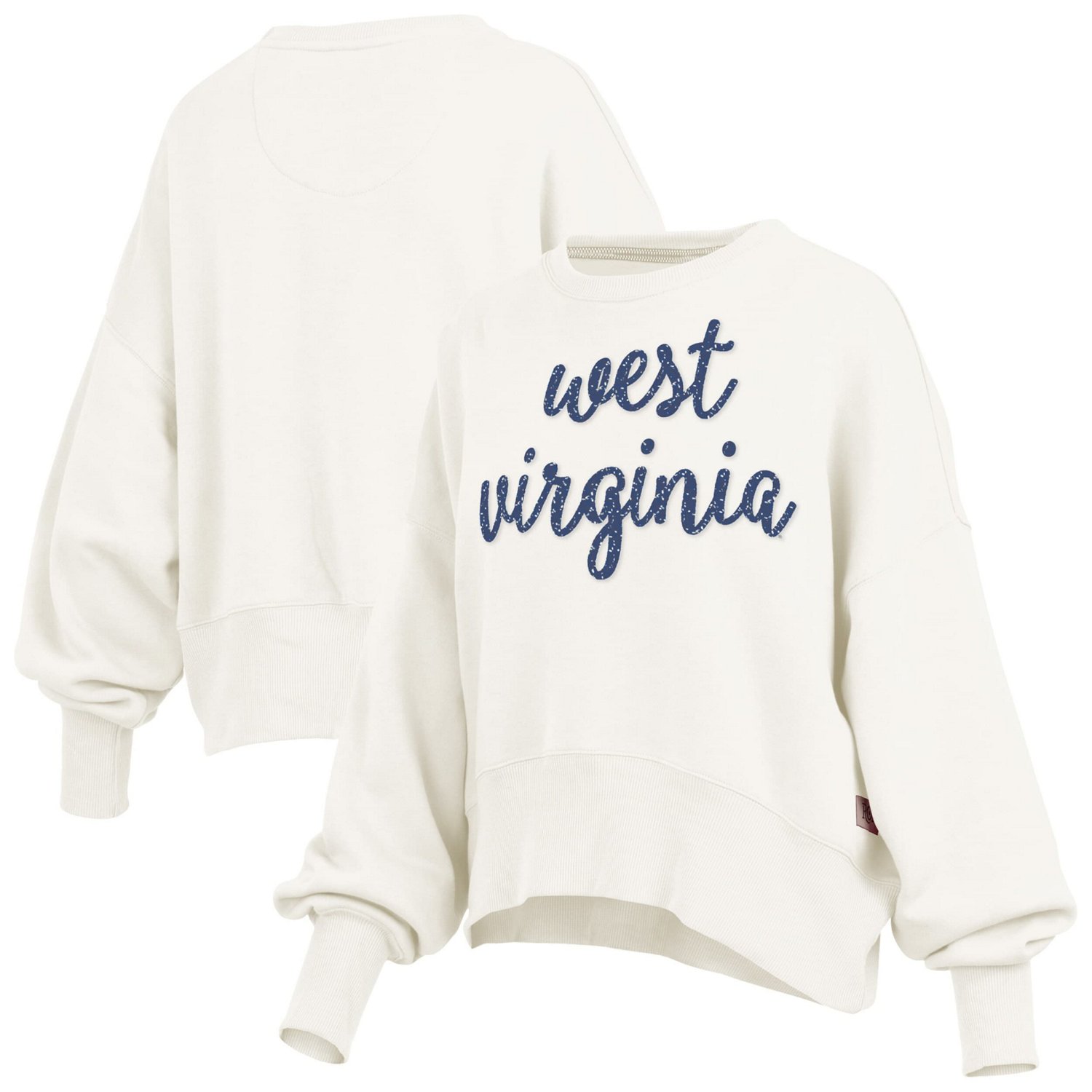 Pressbox West Virginia Mountaineers Oversized Chelsea Waist Length Pullover Sweatshirt