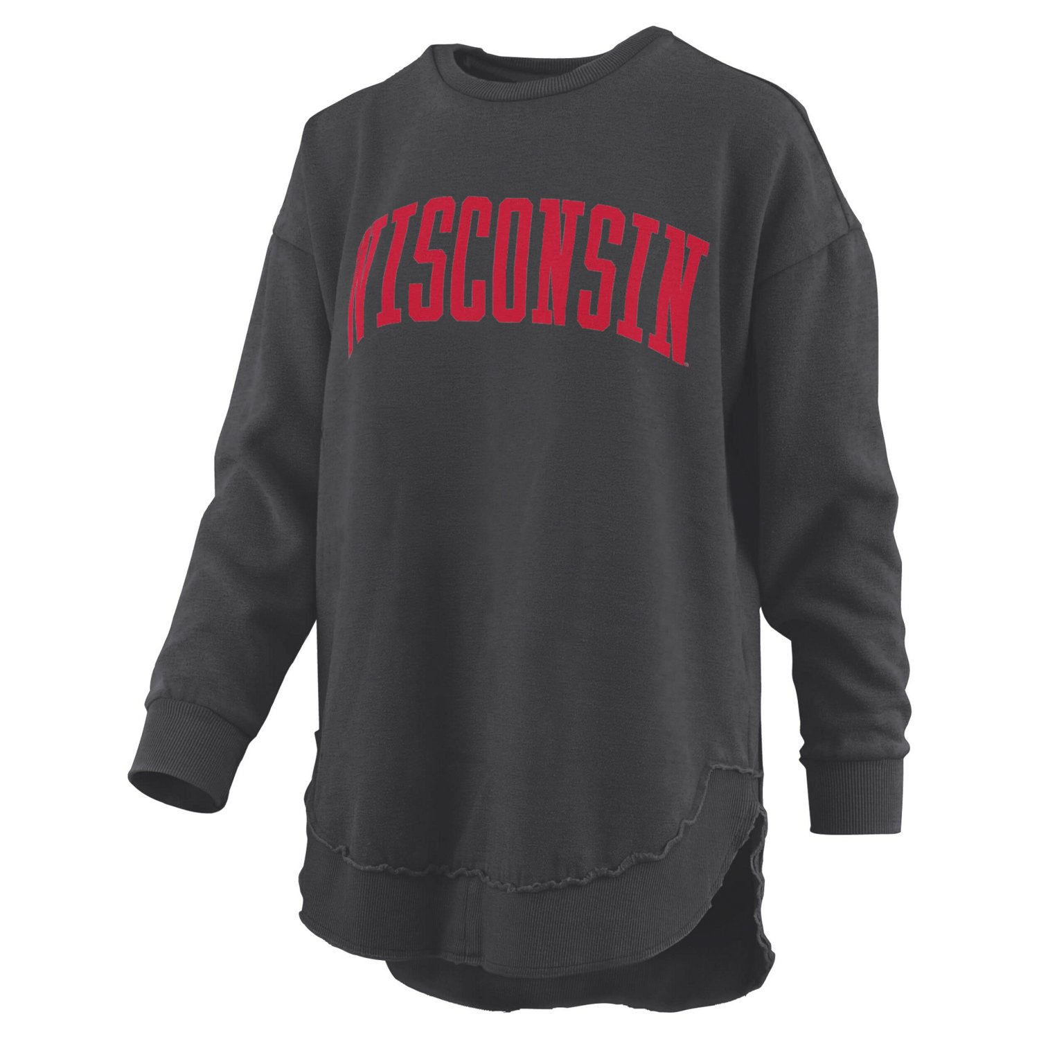 Pressbox Wisconsin Badgers Melange Poncho Vintage Fleece Long Sleeve Pullover Sweatshirt - view number 2