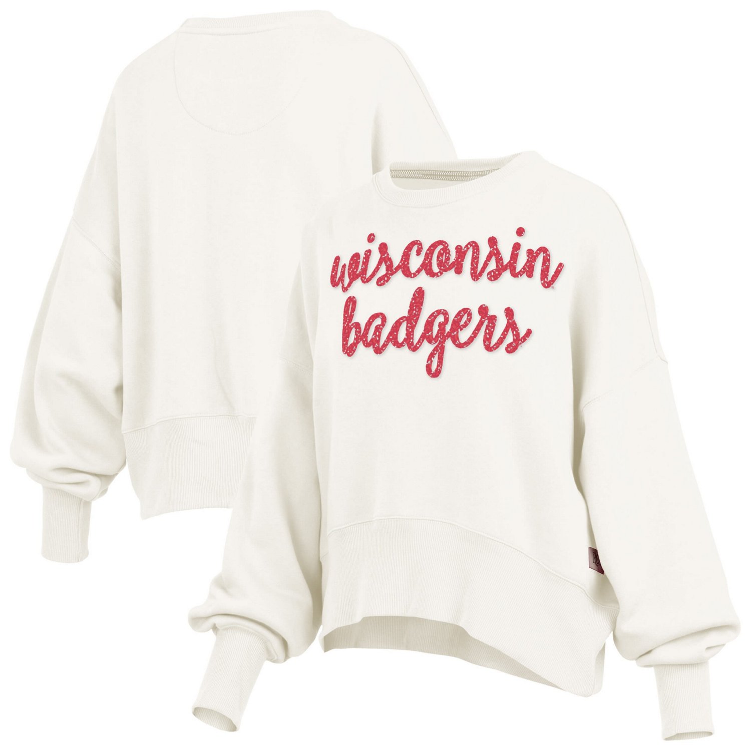 Pressbox Wisconsin Badgers Oversized Chelsea Waist Length Pullover Sweatshirt