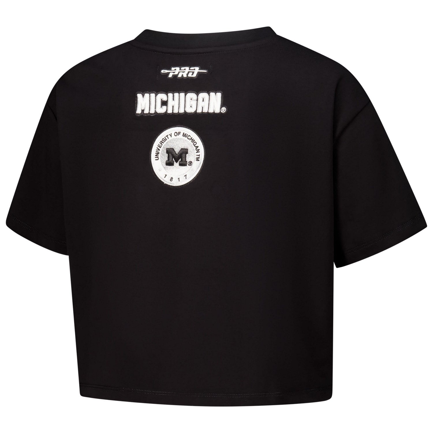 Pro Standard Michigan Wolverines Rhinestone  Pearl Boxy Cropped T-Shirt