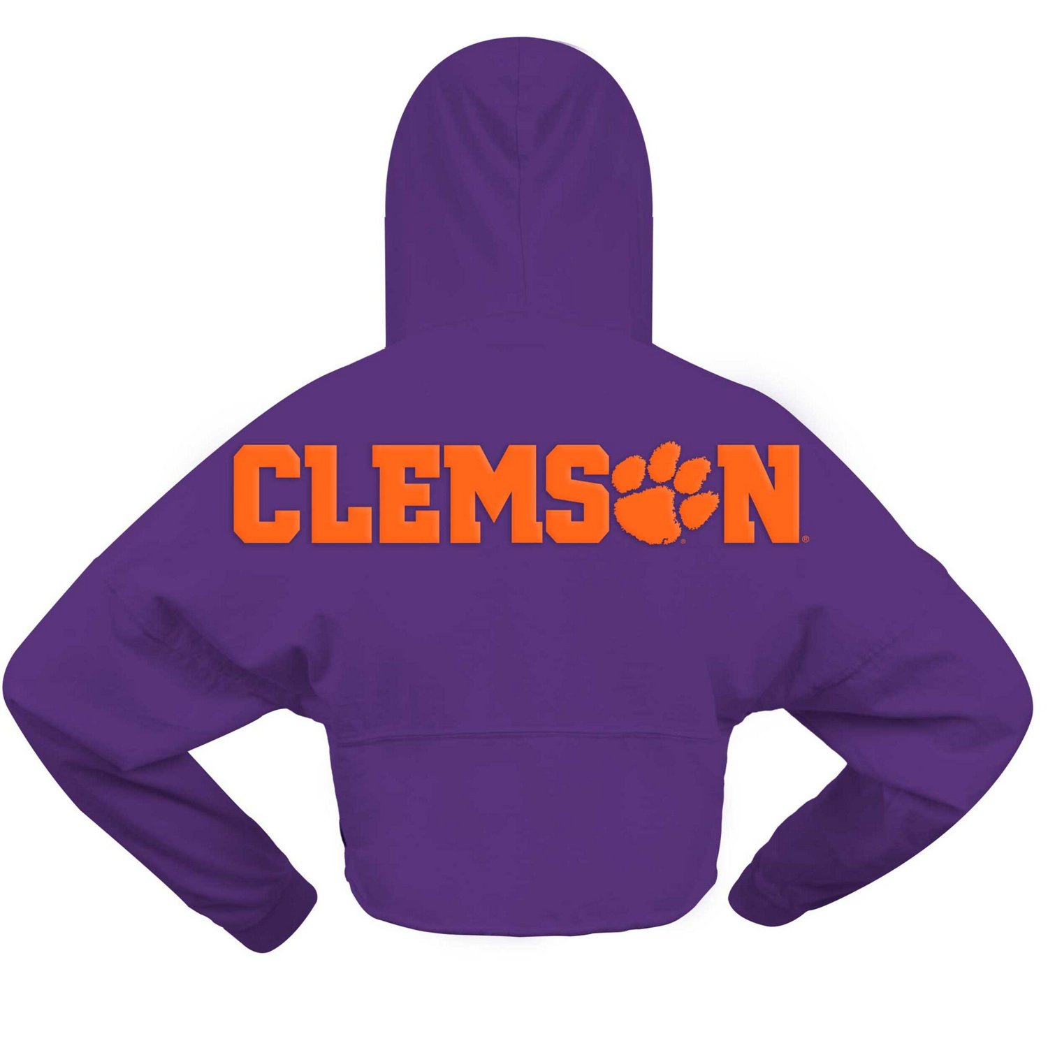 Spirit Jersey Clemson Tigers Oversized Cropped Pullover Hoodie                                                                   - view number 3