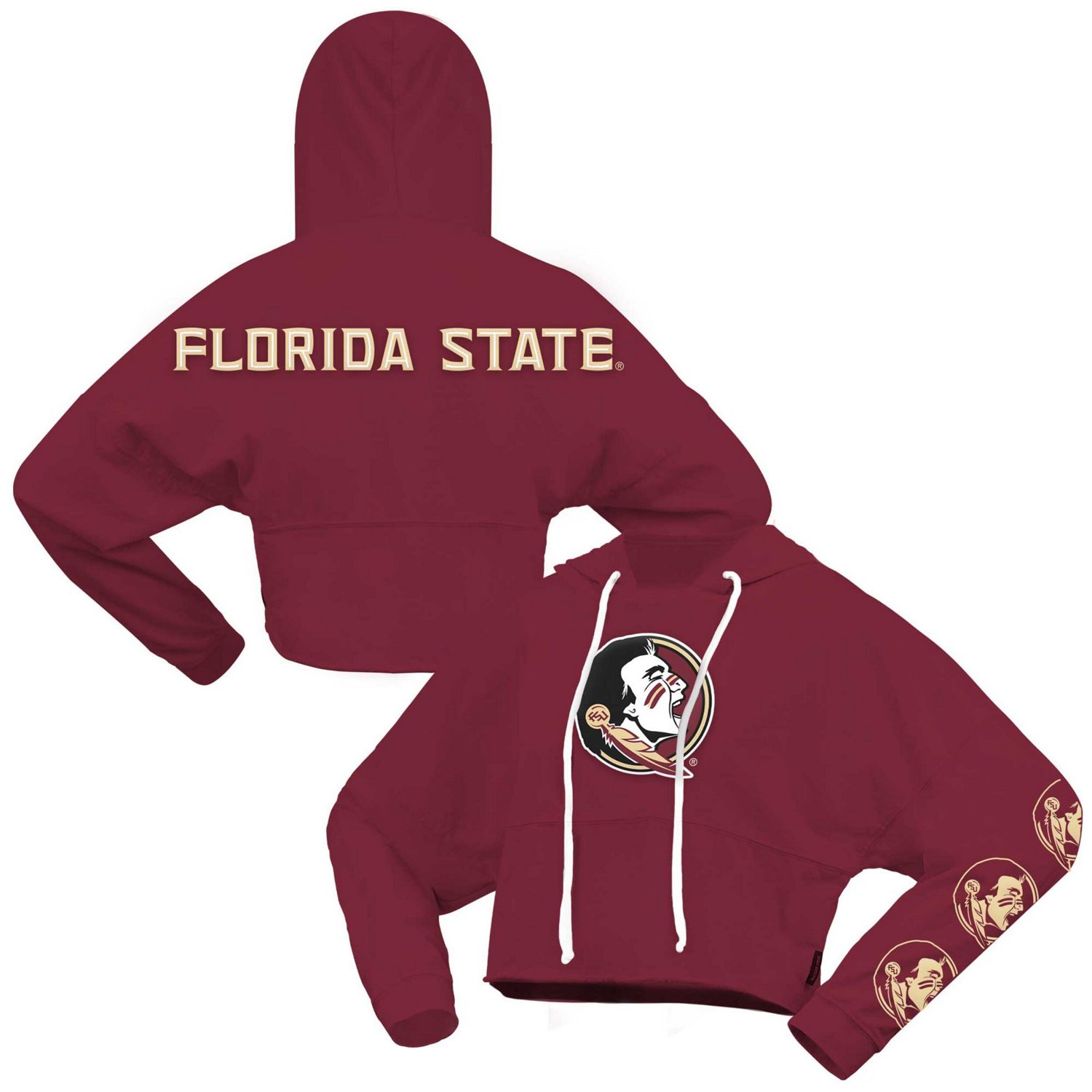 Spirit Jersey Florida State Seminoles Oversized Cropped Pullover Hoodie                                                          - view number 1