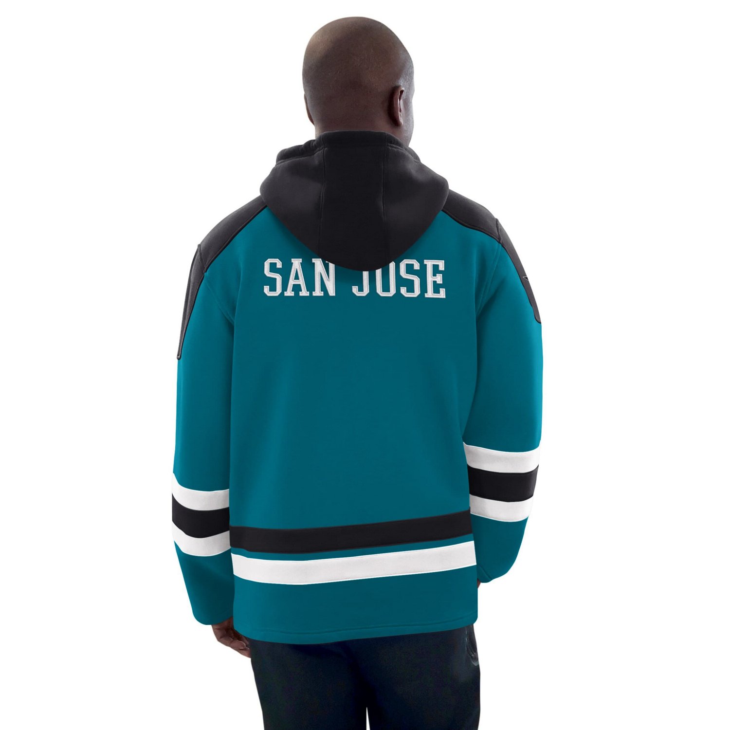 Starter Black San Jose Sharks Hockey Pullover Hoodie                                                                             - view number 2