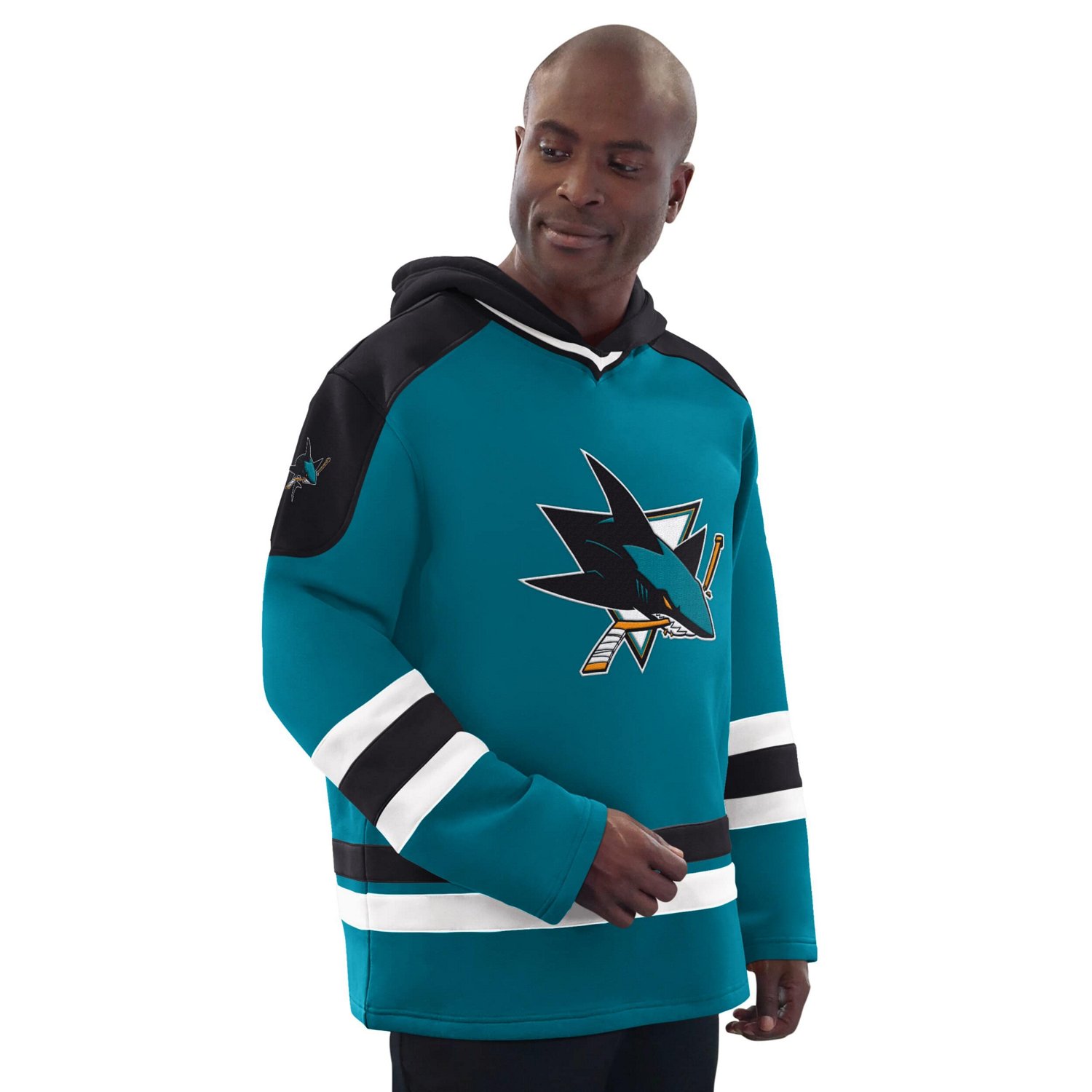 Starter Black San Jose Sharks Hockey Pullover Hoodie                                                                             - view number 1