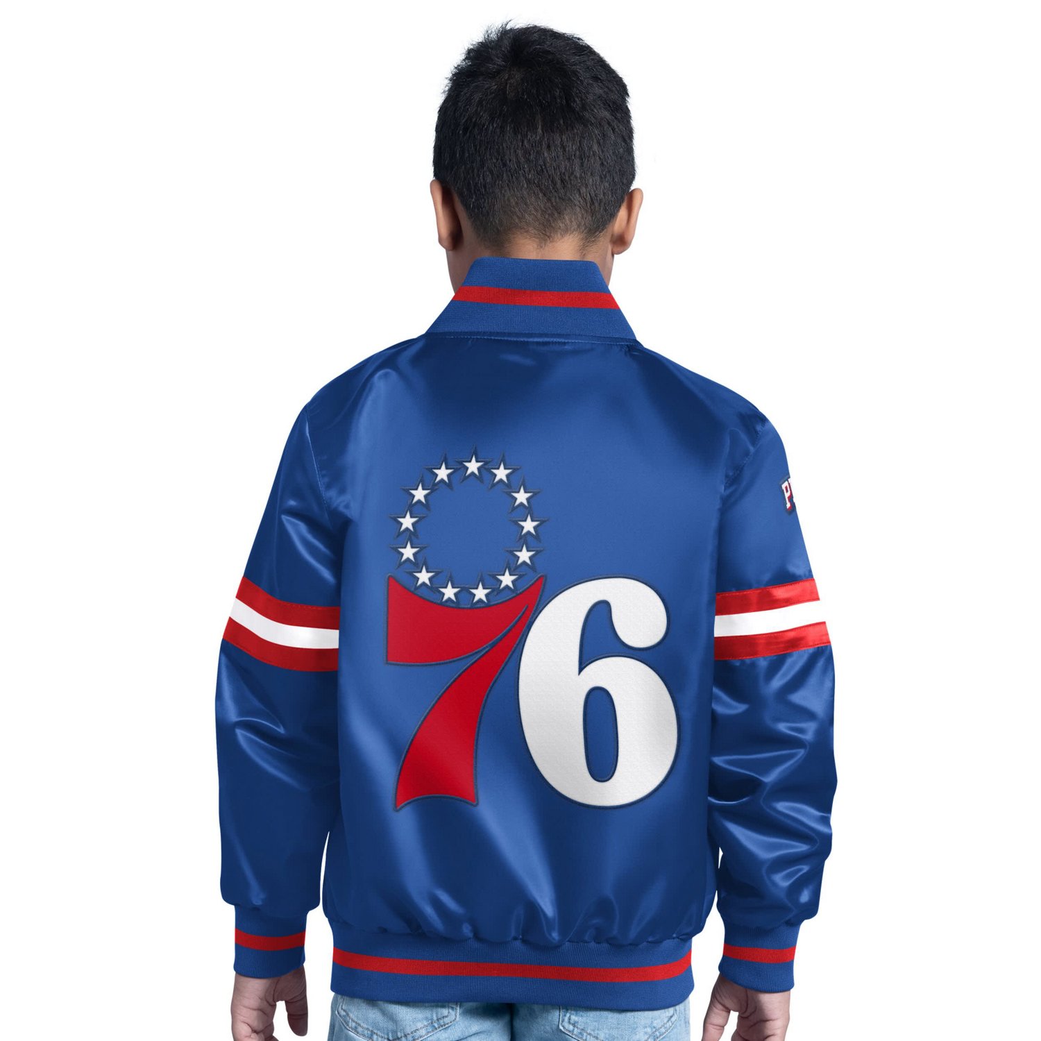 Starter Boys' Philadelphia 76ers Scrimmage Full Snap Varsity Jacket - view number 2