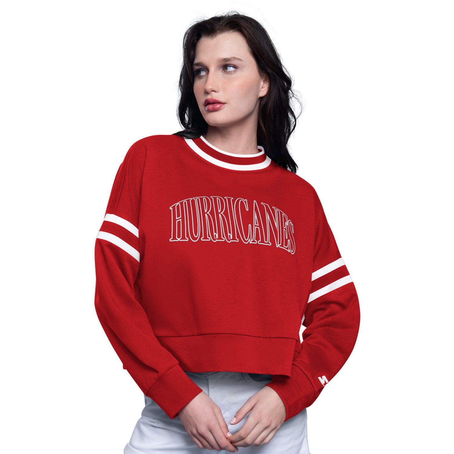 Starter Carolina Hurricanes Power Play Cropped Pullover Sweatshirt