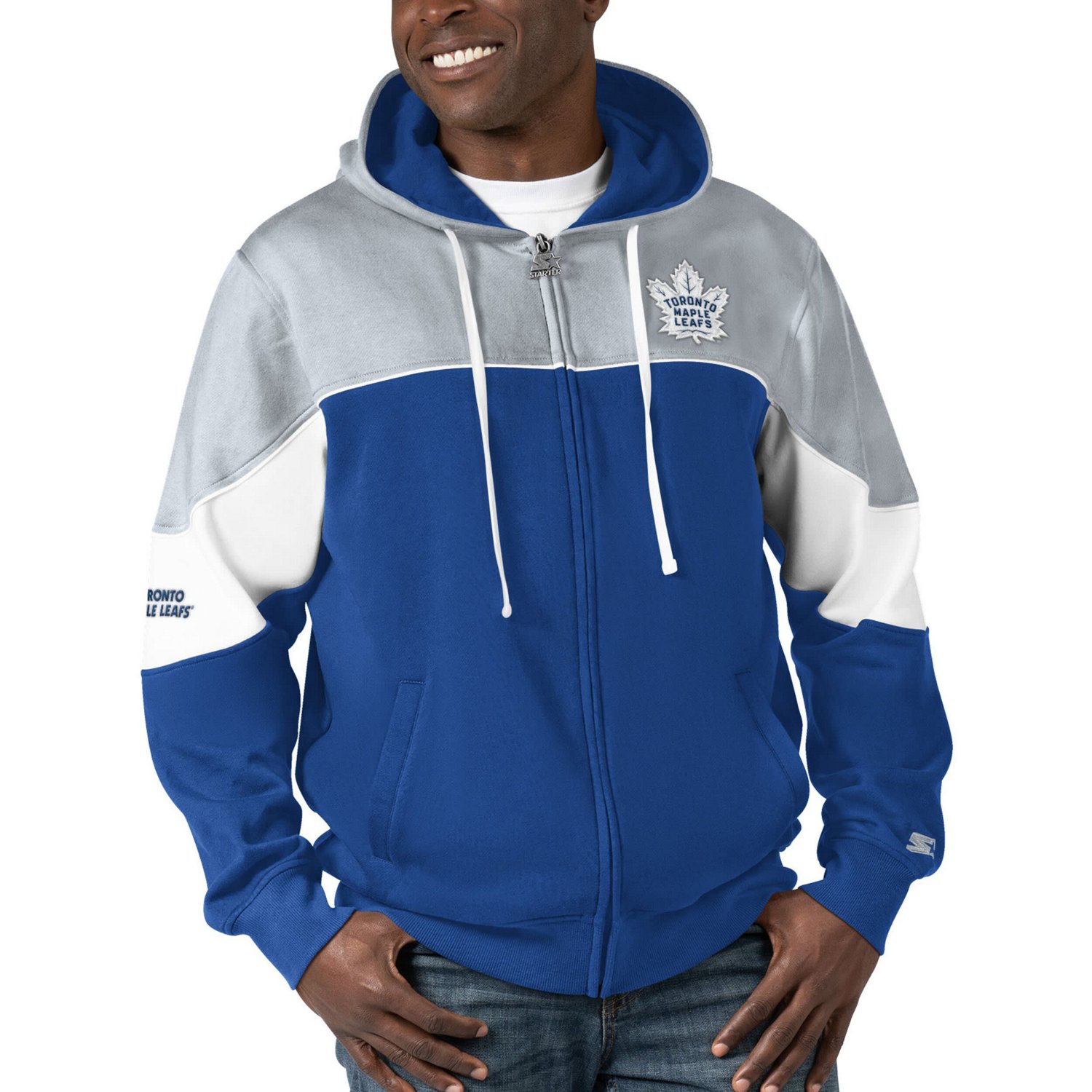 Starter Gray Toronto Maple Leafs Power Forward Full-Zip Hoodie