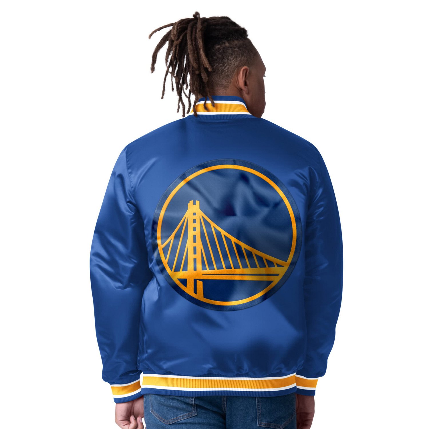 Starter Men's Golden State Warriors Reversible Satin Full Snap Varsity Jacket