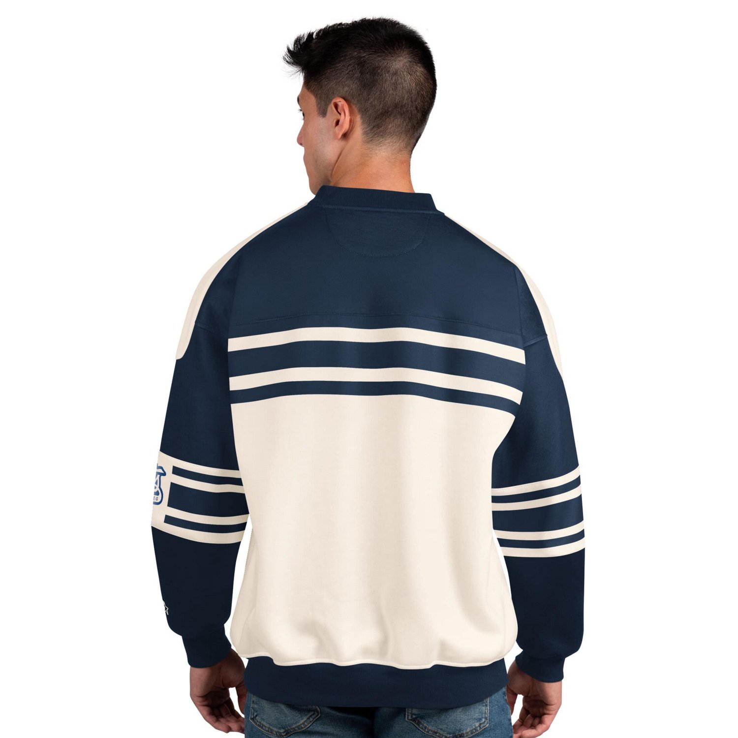 Starter Navy Winnipeg Jets Defense Fleece Crewneck Pullover Sweatshirt - view number 2