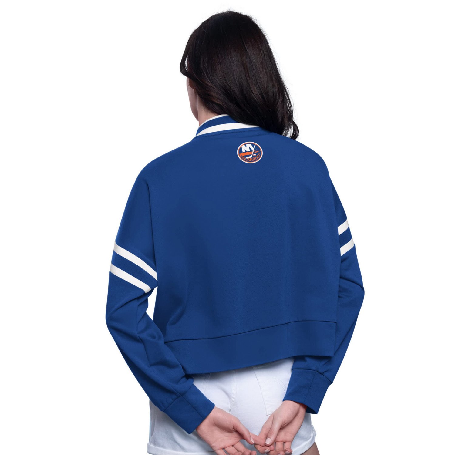 Starter New York Islanders Power Play Cropped Pullover Sweatshirt                                                                - view number 2