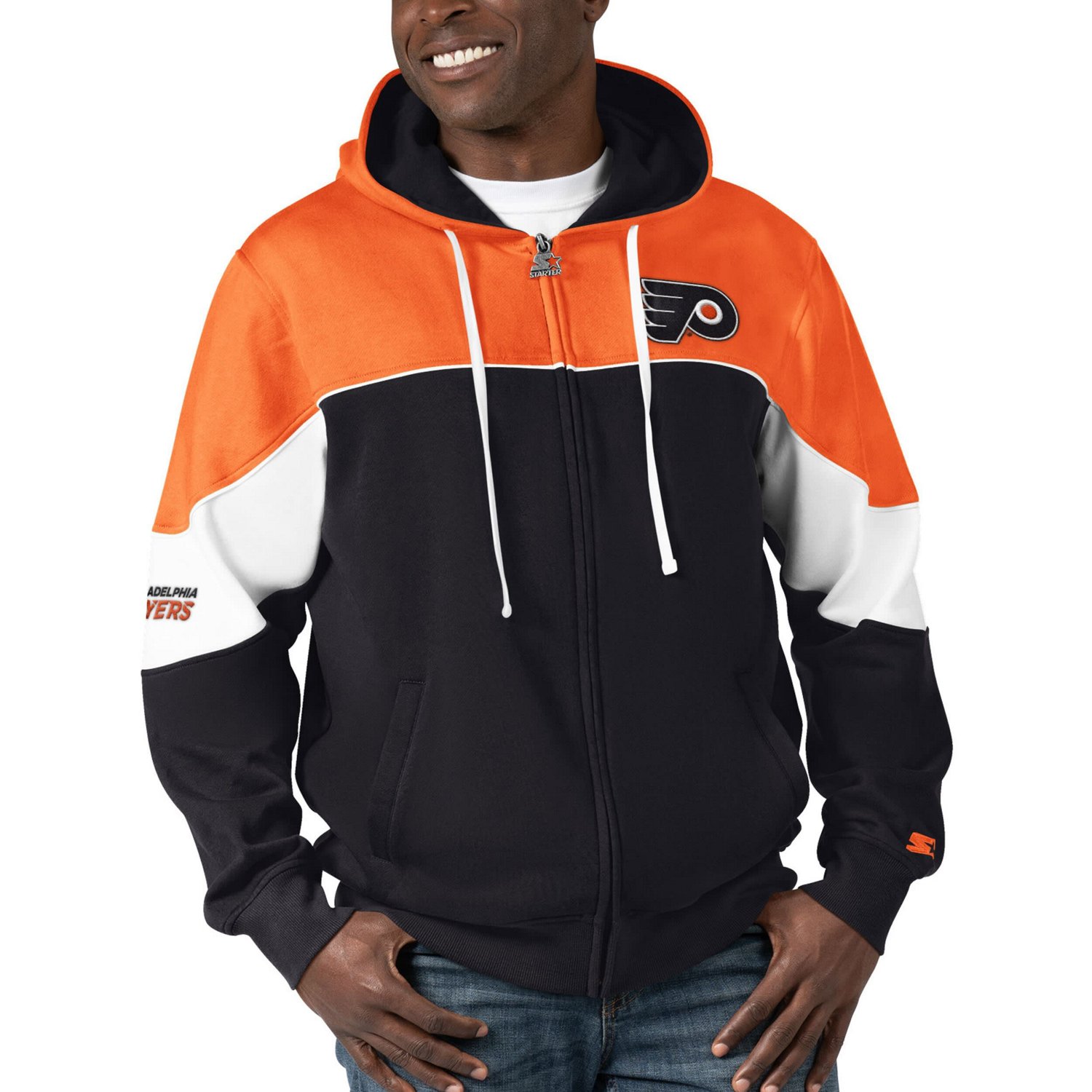 Starter Orange Philadelphia Flyers Power Forward Full-Zip Hoodie