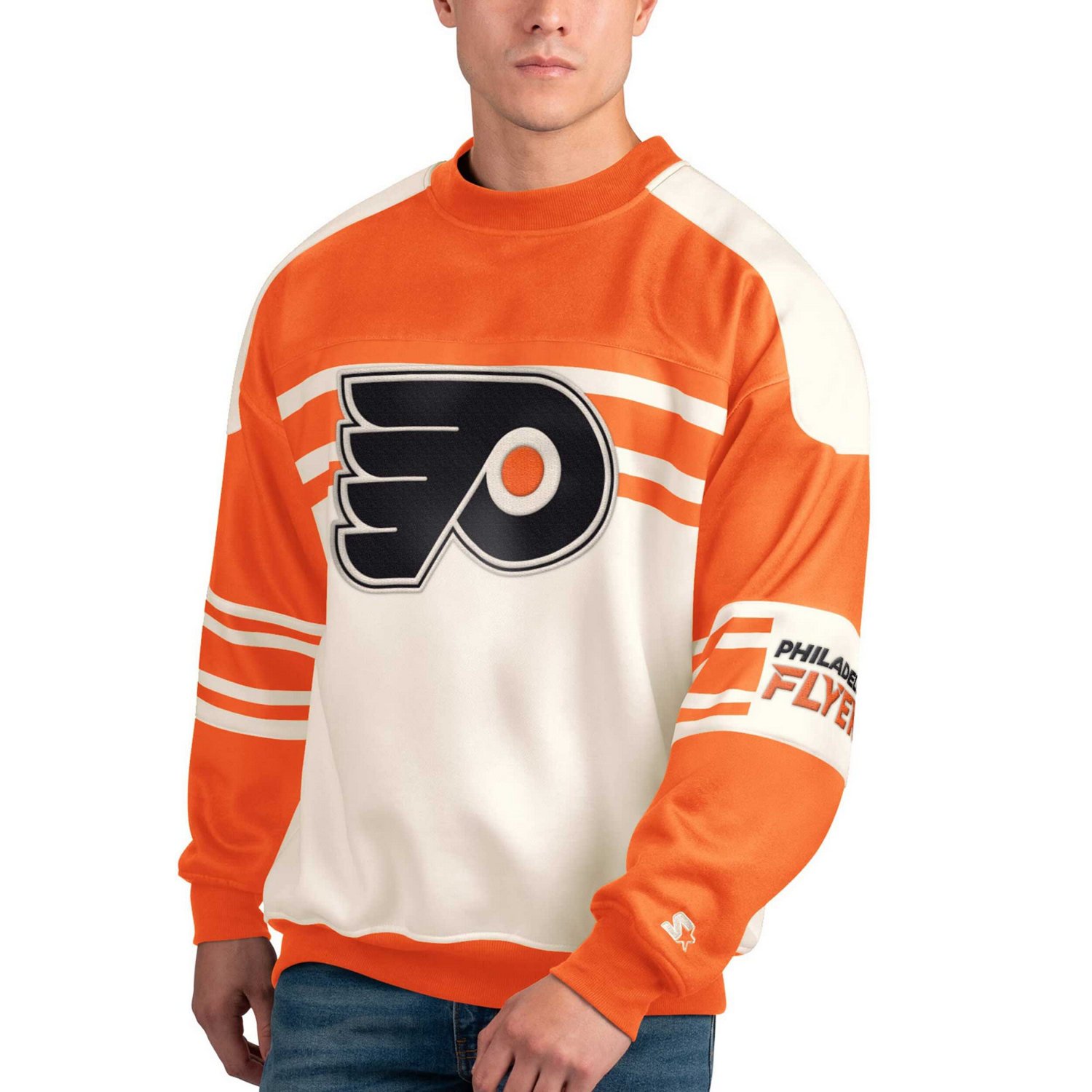 Starter Philadelphia Flyers Defense Fleece Crewneck Pullover Sweatshirt