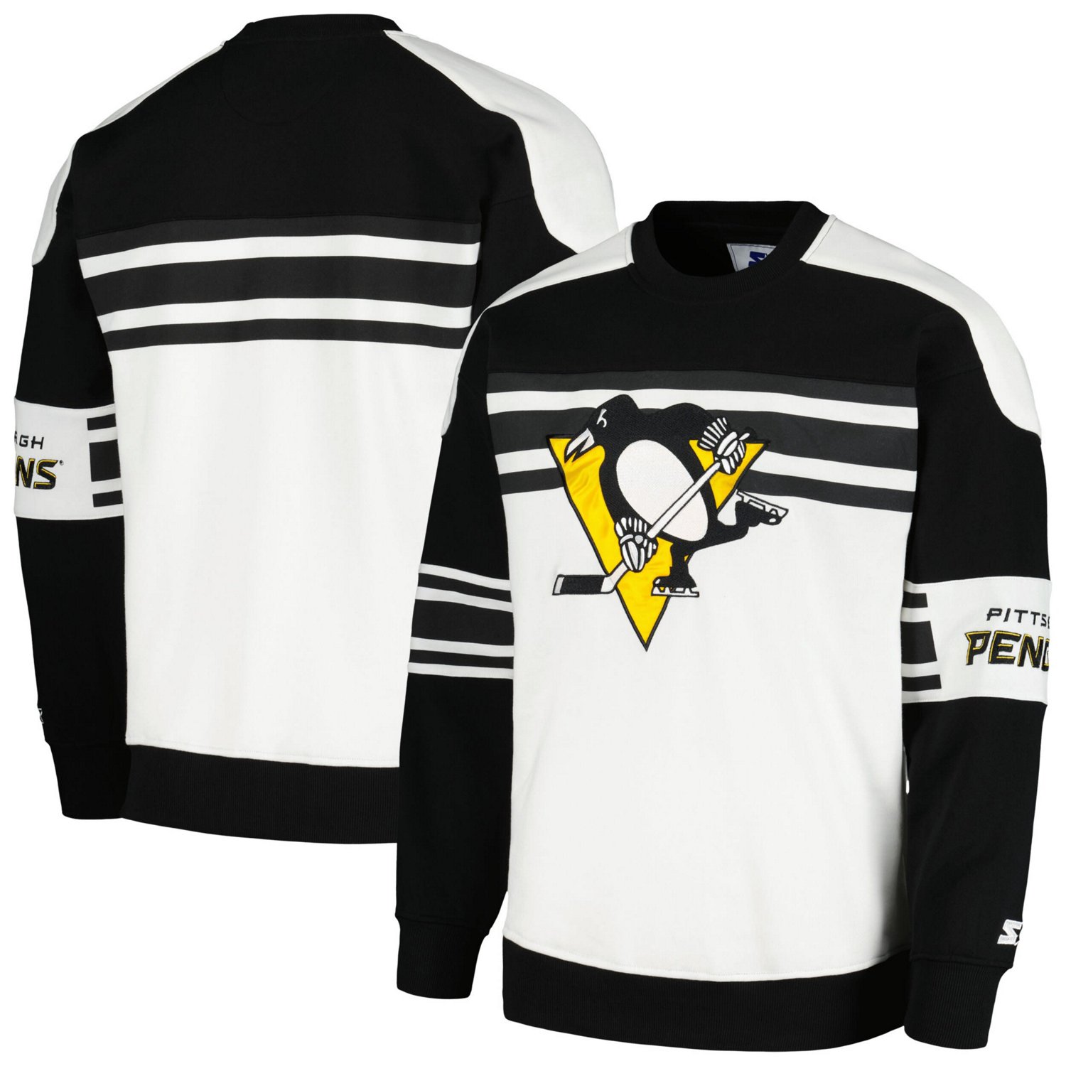 Starter Pittsburgh Penguins Defense Fleece Crewneck Pullover Sweatshirt
