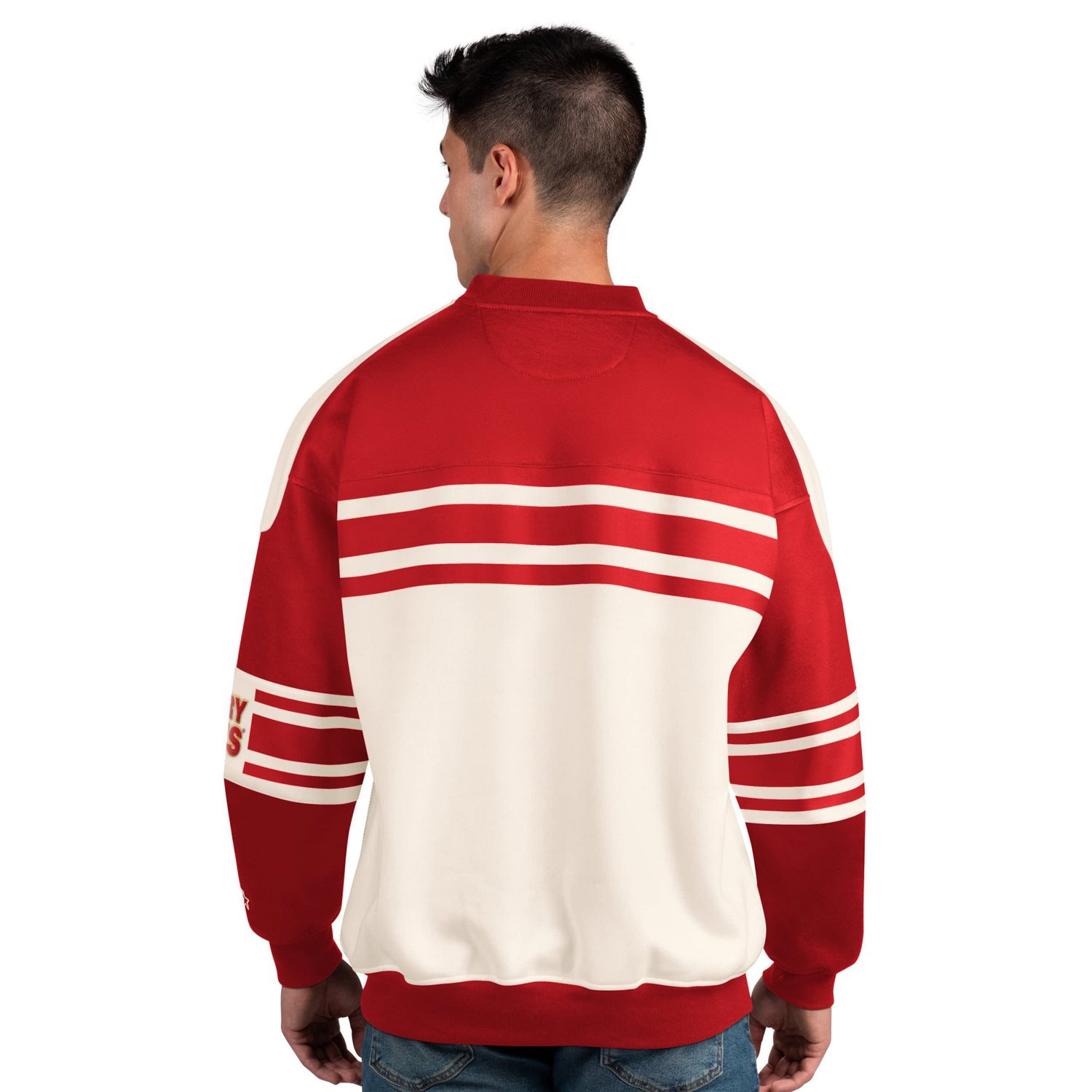 Starter Red Calgary Flames Defense Fleece Crewneck Pullover Sweatshirt - view number 2